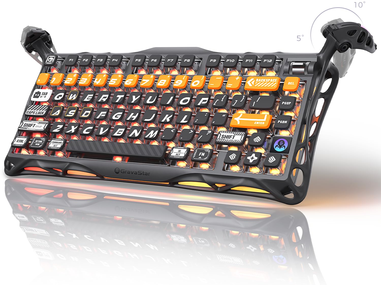 GravaStar Mercury K1 Pro Gaming Tastatur Kabellos, Aluminiumlegierung, 75% Layout Custom Mechanische Tastatur,Langlebiges Design mit Einzigartiger Ästhetik- CyberFlare