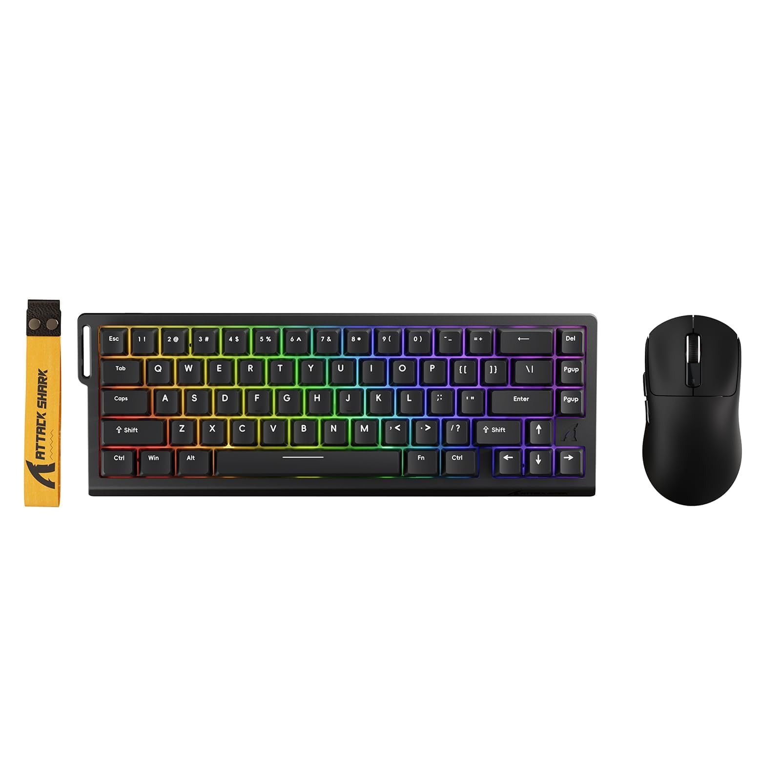 ATTACK SHARK X68 HE Kabelgebundene Magnetische Tastatur mit X3 Kabelloser Gaming-Maus-Kombination, 8KHz Rapid Trigger Tastatur, 0,01 mm RT-Präzision, 49g Superlight Maus, PAW3395, 26000 DPI – Schwarz