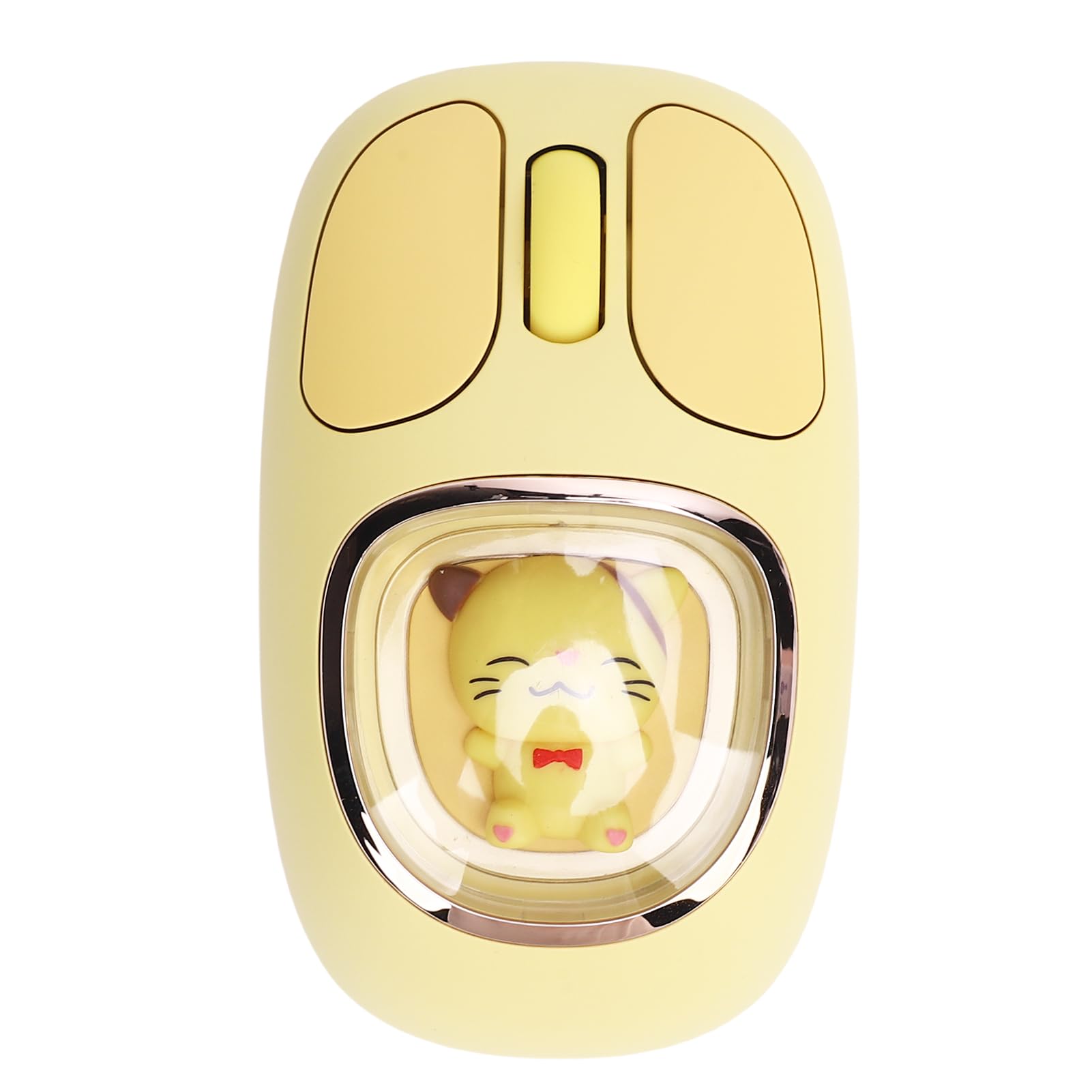 Wireless Mouse Bluetooth, Wiederaufladbare Gaming -Maus mit Cute Doll & RGB -Rückbeleuchtung, 2,4 G USB -Nano -Empfänger, Tragbare Computermäuse für PC -Spiel -Laptop -Desktop (Yellow)