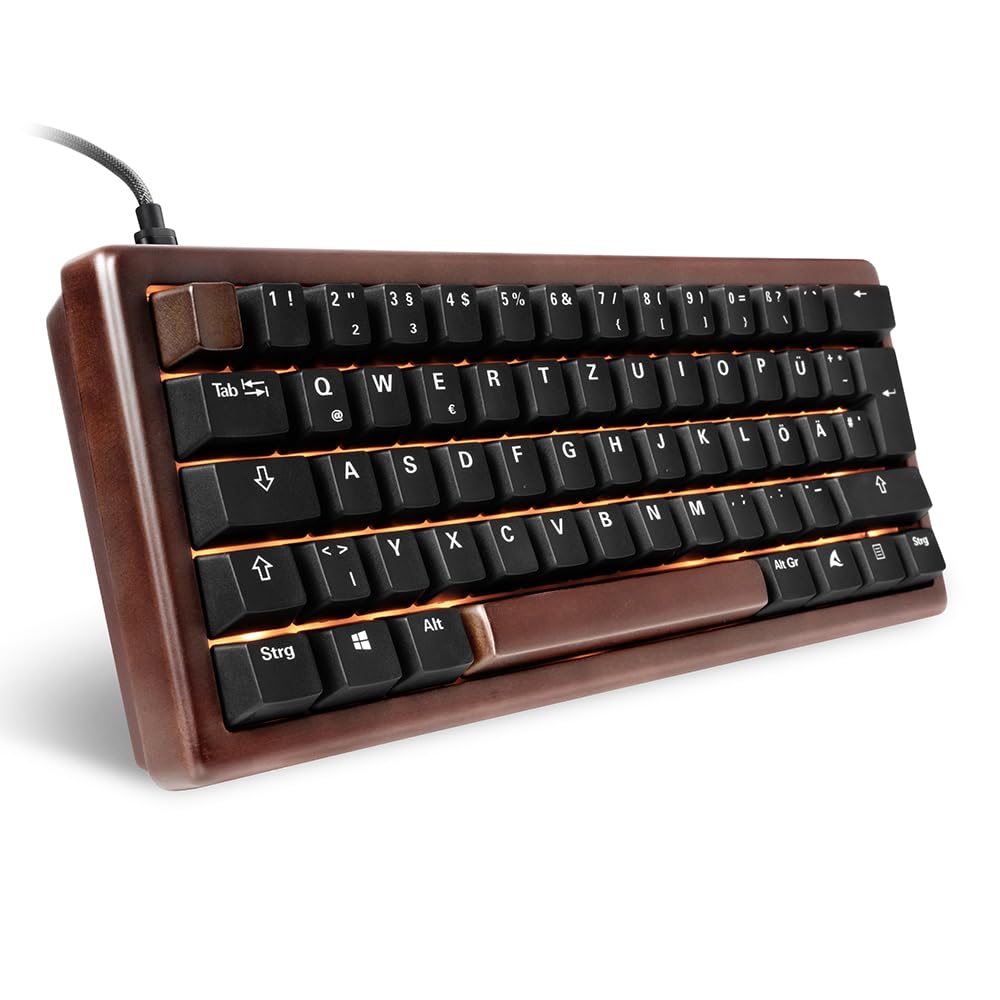 Sharkoon Skiller SGk50 S4 Wood, PBT, RGB Gaming Keyboard, 60% DE-Layout