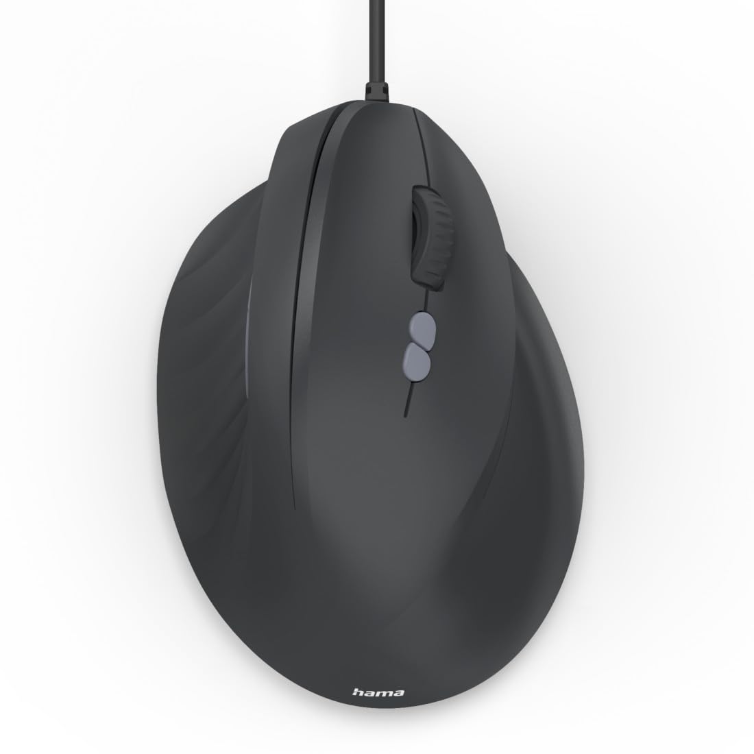 Hama vertikale Maus (optische Maus ohne Klickgeräusch, 7 Tasten, ergonomisch für Rechtshänder, 1000/1400/1800 DPI, 1,8m Kabel, ideal als Computermaus, Laptopmaus) schwarz