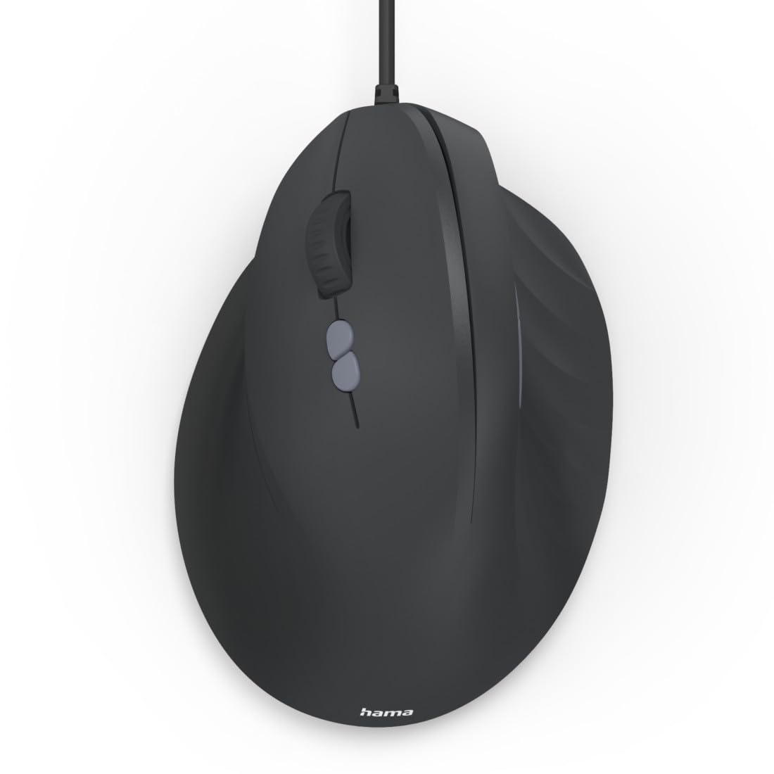 Hama Vertikalmaus für Linkshänder (optische Maus ohne Klickgeräusch, 7 Tasten, ergonomisch, 1000/1400/1800 DPI, 1,8m Kabel, ideal als Computermaus, Laptopmaus) schwarz