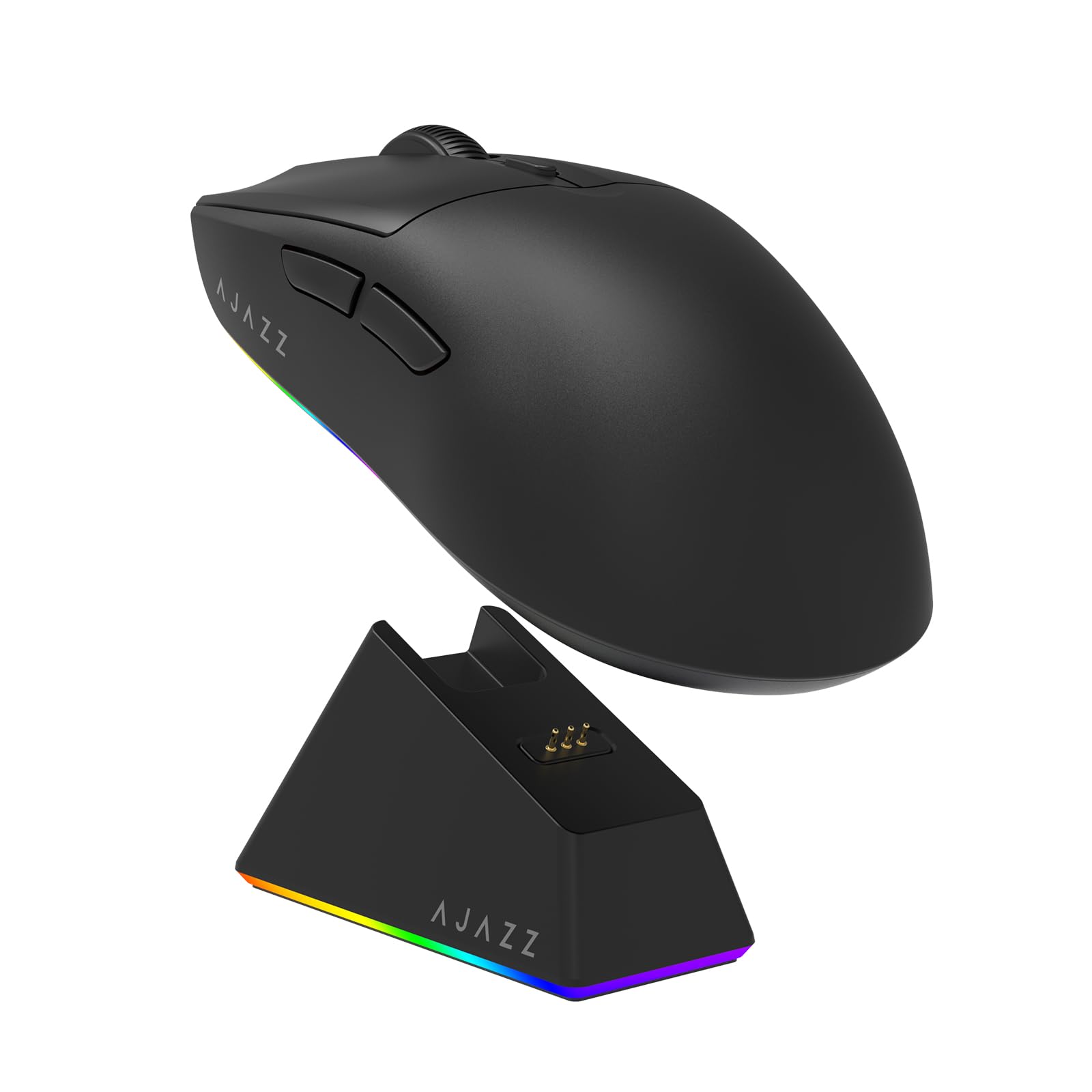 MechLands AJ139 V2 MC Gaming-Maus mit Ladestation, einstellbare 12000 DPI, PAW3311-Sensor, 3 Modi, kabellose Maus, 500-mAh-Akku, 1000-Hz-Abfragerate, 66 g leicht, Win/Mac (Schwarz)