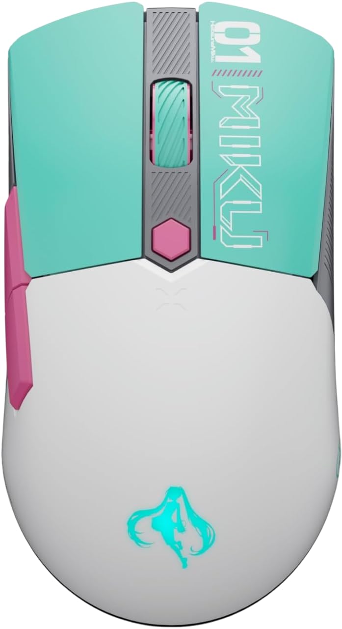 TUF Gaming Mini Wireless Mouse Hatsune Miku Edition - leichte, beidhändige kabellose 65 g Gaming-Maus mit Tri-Mode-Konnektivität, 12.000 dpi-Sensor und 100 Millionen Klicks Lebensdauer mechanische