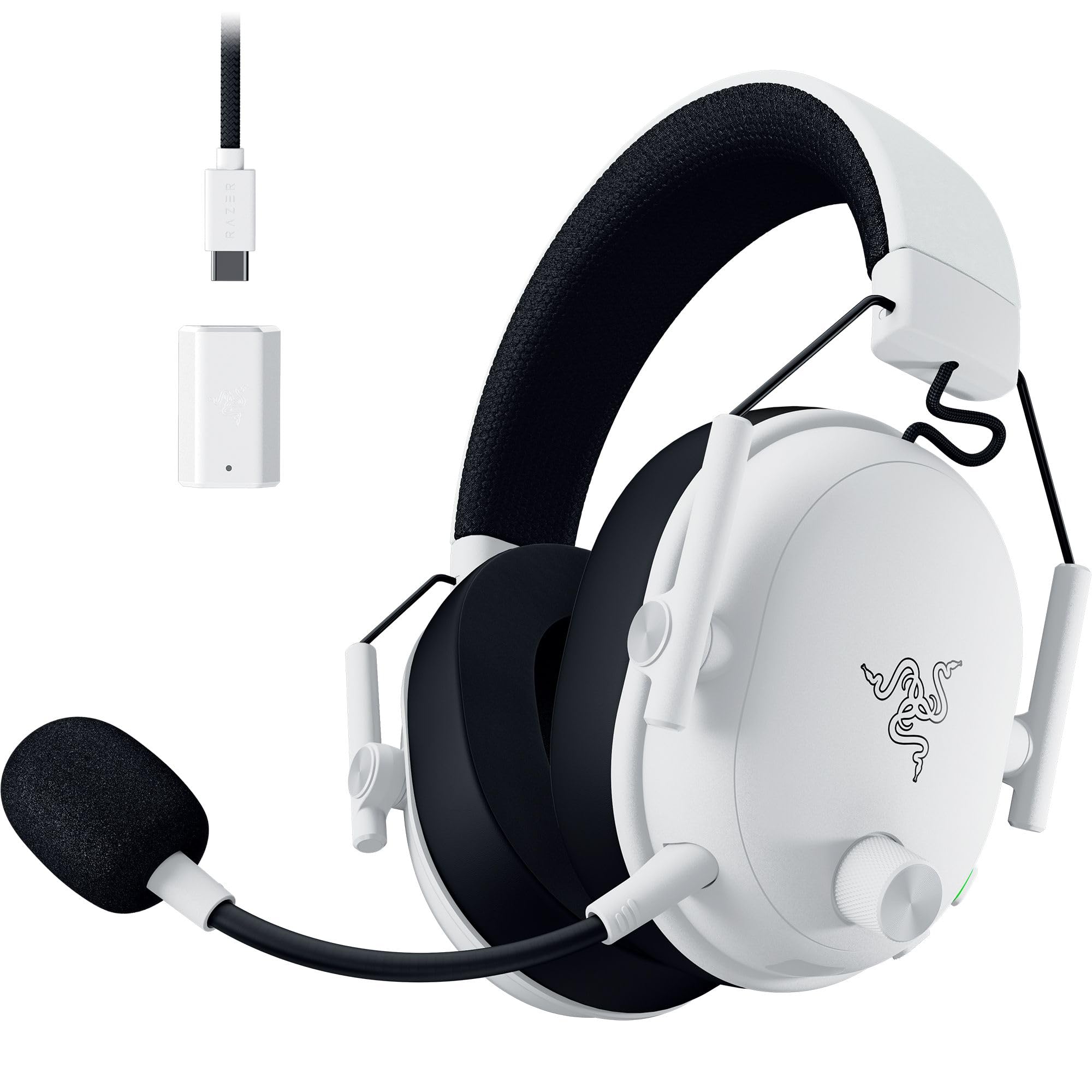 Razer BlackShark V3 - Kabelloses E-Sport-Headset - Triforce 50mm Treiber - Abnehmbares Breitband-Mikrofon - THX Spatial Audio - Wireless 2,4Ghz & Bluetooth - FPS-Profile - PC/Mac | Weiß