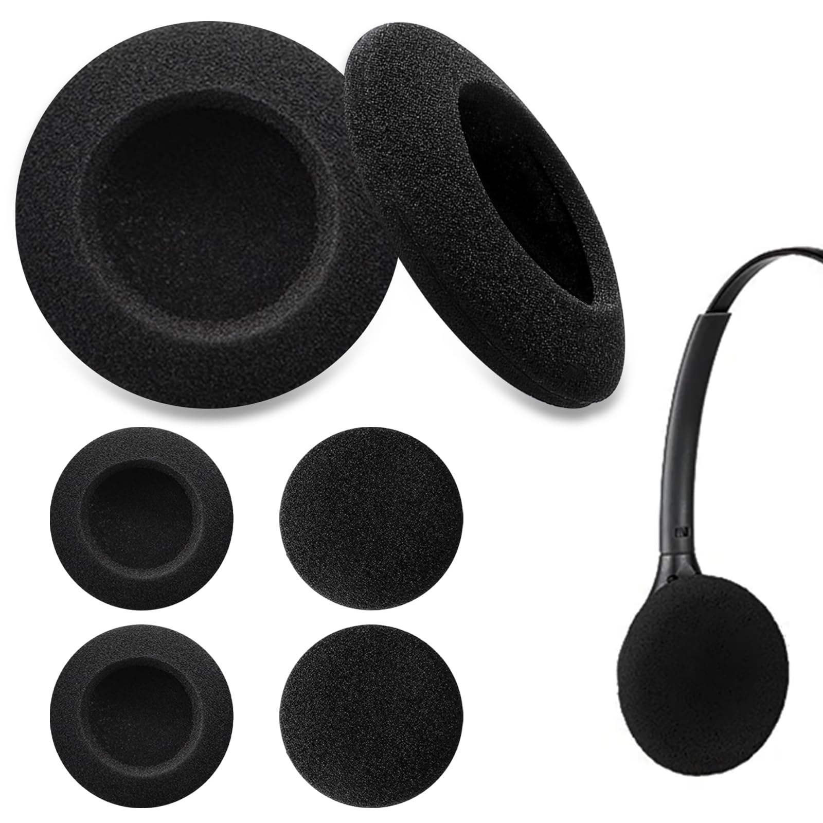 Logitech Headset Ohrpolster - 3 Paar Schwarz Kopfhörer Schaumstoff Ersatz, Ohrpolster für Kopfhörer Schutzüberzug (50mm, H330 / H340 / 110 / H111)