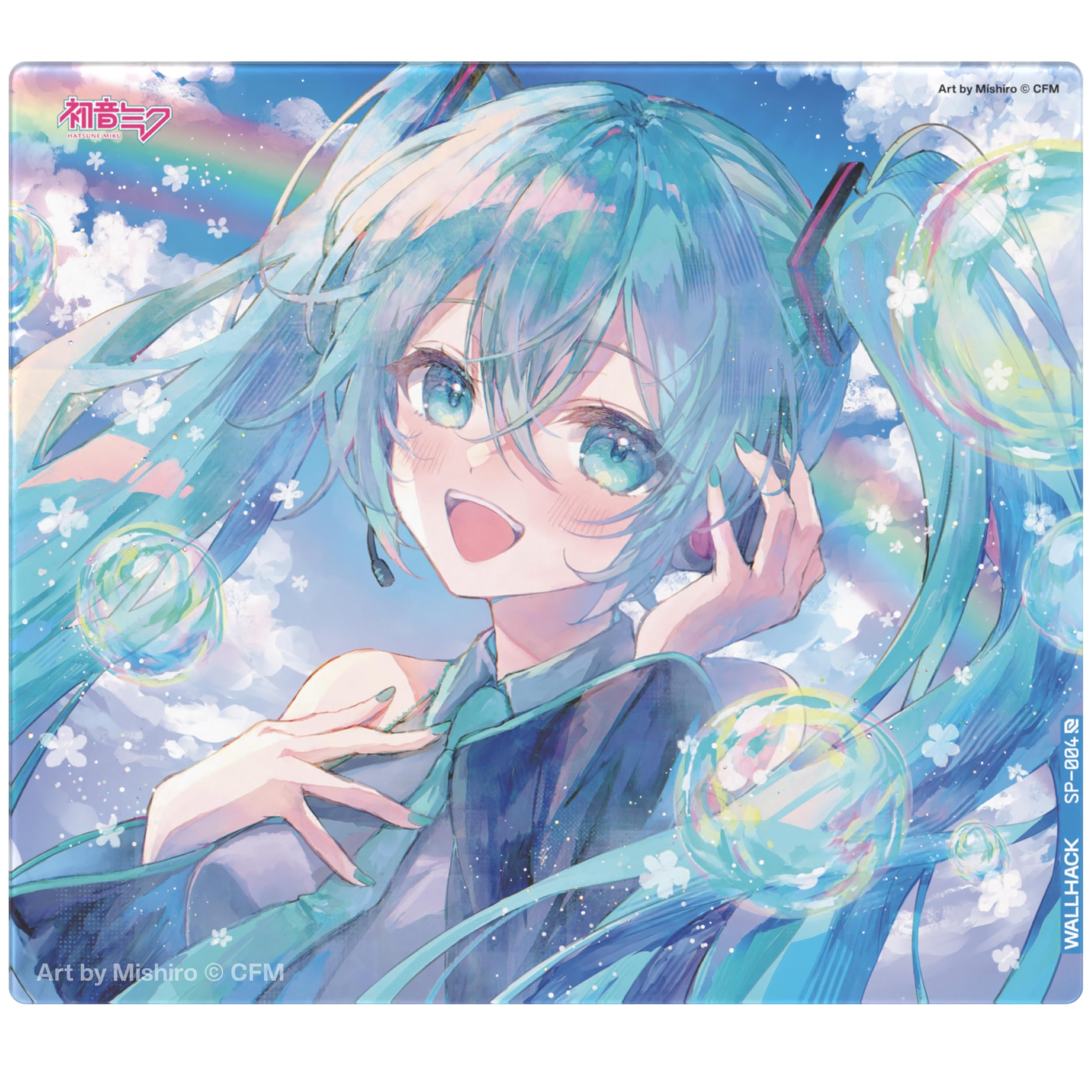 Wallhack x Hatsune Miku Glas Gaming-Mauspad – Kollaborationsedition SP-004 | Sommer-Miku-Design | Professionelle Speed-Oberfläche (Gehärtetes Glas) | Großformat 49 x 43 cm