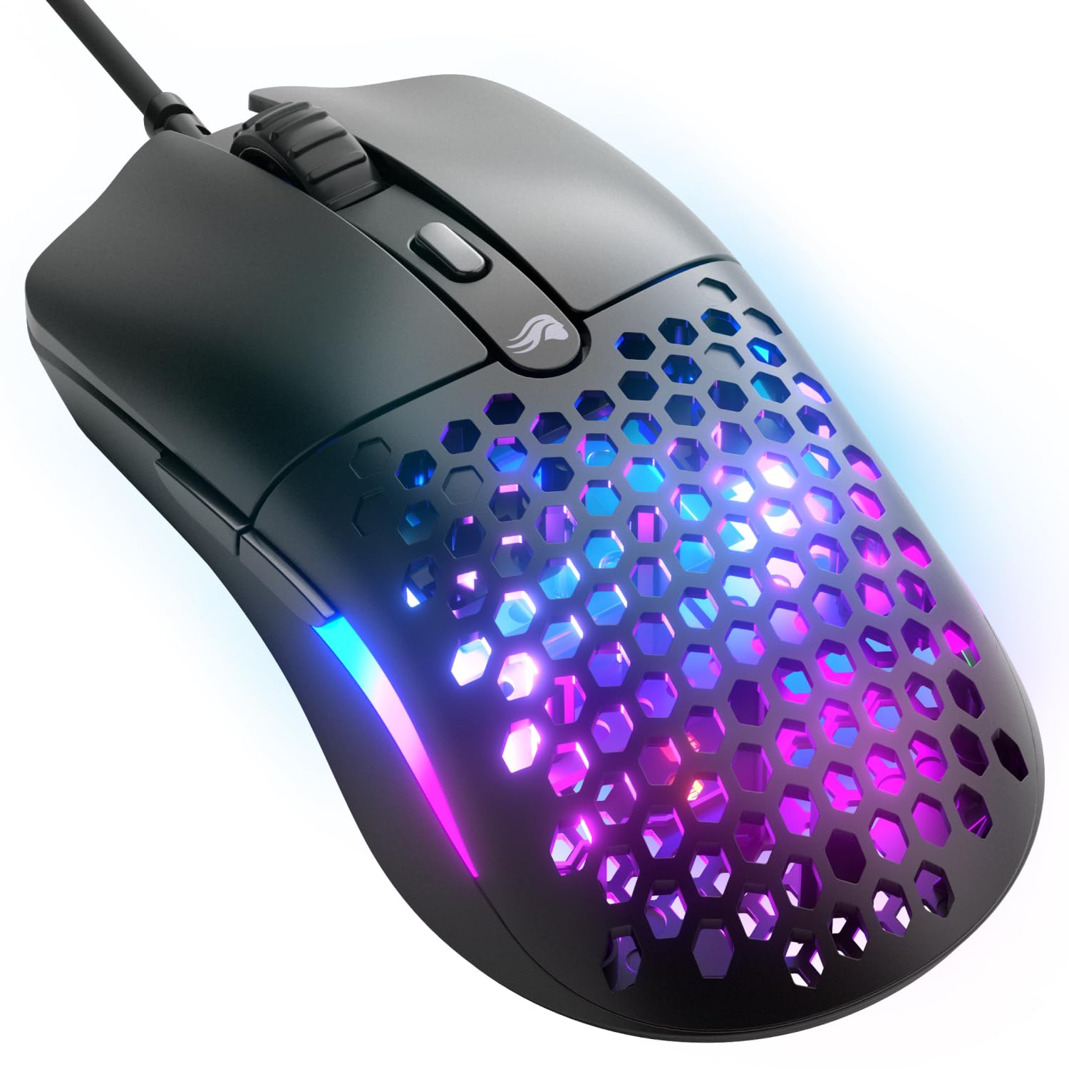Glorious Model O Eternal ultraleichte RGB-Gaming-Maus – Kabelgebunden – nur 55 g – benutzerdef. RGB-Lichter – 6 programmierbare Tasten – symm. Design – optischer Sensor mit 12 K DPI – PC/Mac – Schwarz