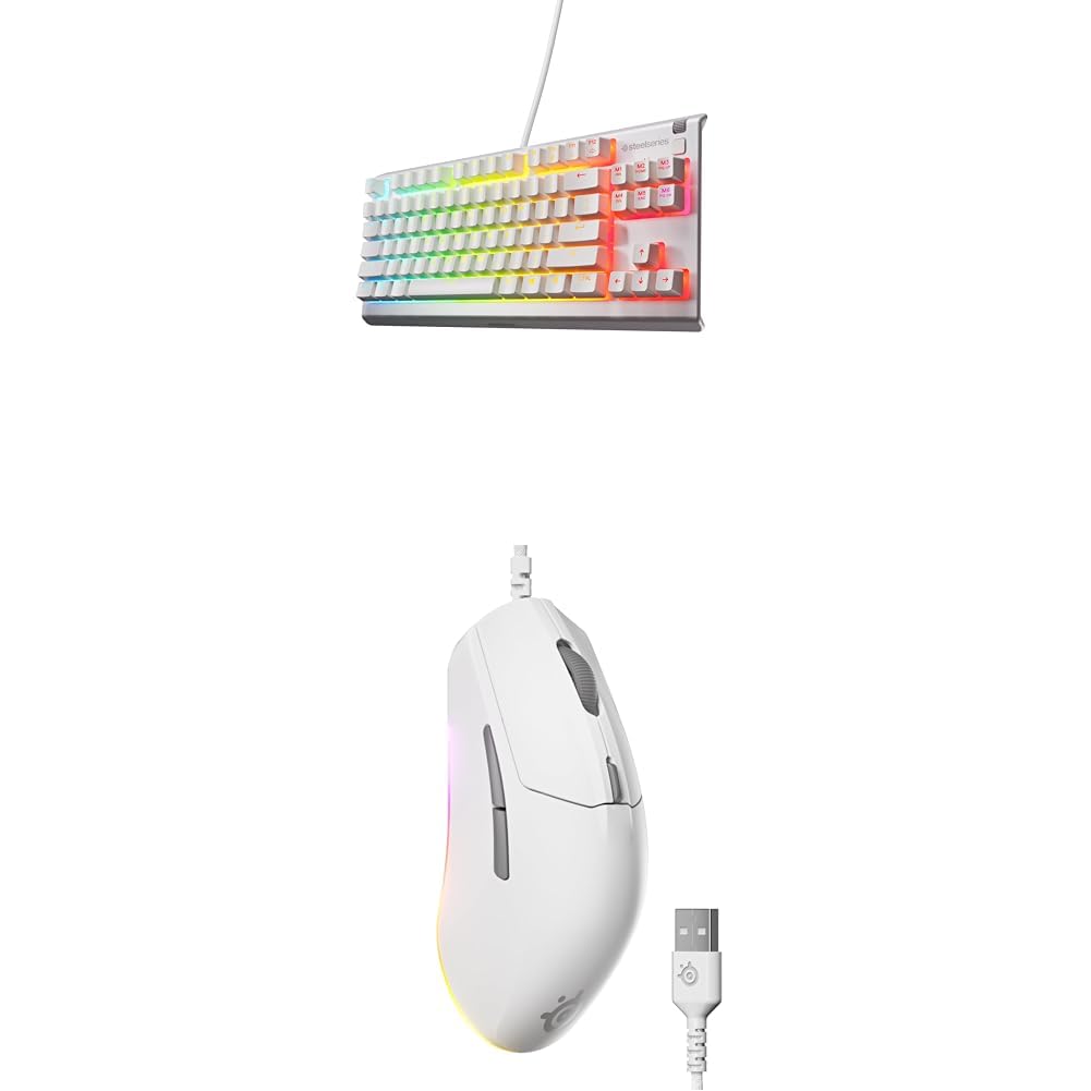 SteelSeries Apex 3 TKL White - Gaming Tastatur - 8-Zonen RGB-Beleuchtung - Deutsches QWERTZ Rival 3 Gen 2 Gaming-Maus - 8.5K DPI TrueMove Core-Optiksensor - 60M Klicks garantiert