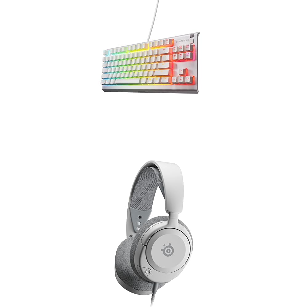 SteelSeries Apex 3 TKL White - Gaming Tastatur - 8-Zonen RGB-Beleuchtung - Deutsches QWERTZ Arctis Nova 1 - Multi-System Gaming-Headset - Hi-Fi-Treiber - 360° Surround-Sound