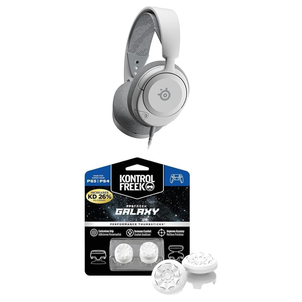 SteelSeries Arctis Nova 1P - Playstation 5 Gaming-Headset - Hi-Fi-Treiber - 360° Surround-Sound + KontrolFreek FPS Freek Galaxy White für Playstation (PS4/PS5) - Performance Thumbsticks