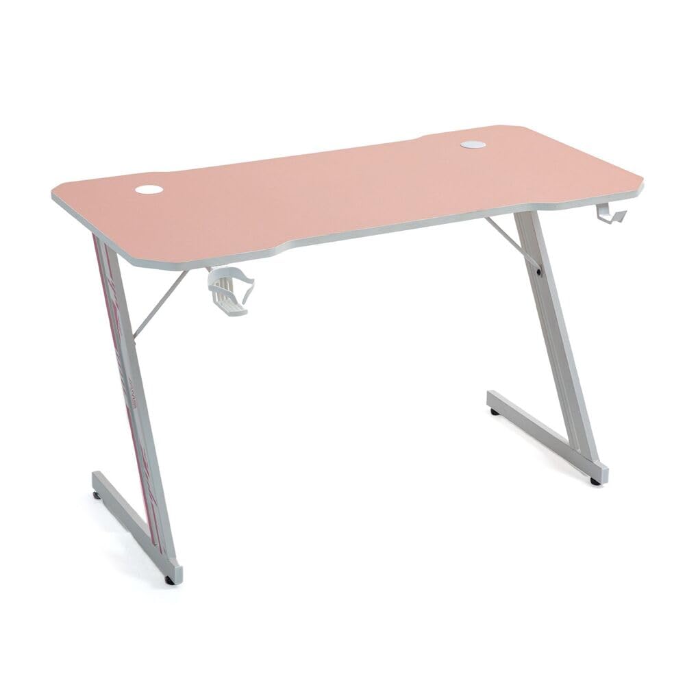 GAMINGDESK120-PINK Schreibtisch, Carbon-Optik, 120 x 60 cm, Pink, mit Getränkehalter und Headset-Halterung