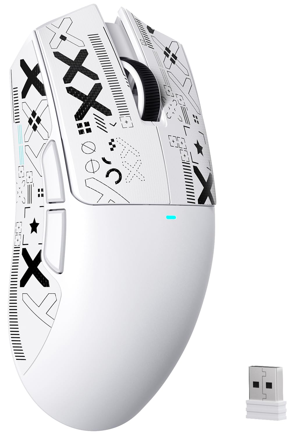 ATTACK SHARK X11SE Kabellose Gaming-Maus, 63g Superleicht, mit PixArt PAW3311-Sensor, 22000 DPI, Tri-Mode BT/2,4 GHz/Kabelgebunden, 1000Hz, 300mAh, Dual-Treiber, für PC/Xbox/PS/Mac, Weiß mit Klebeband