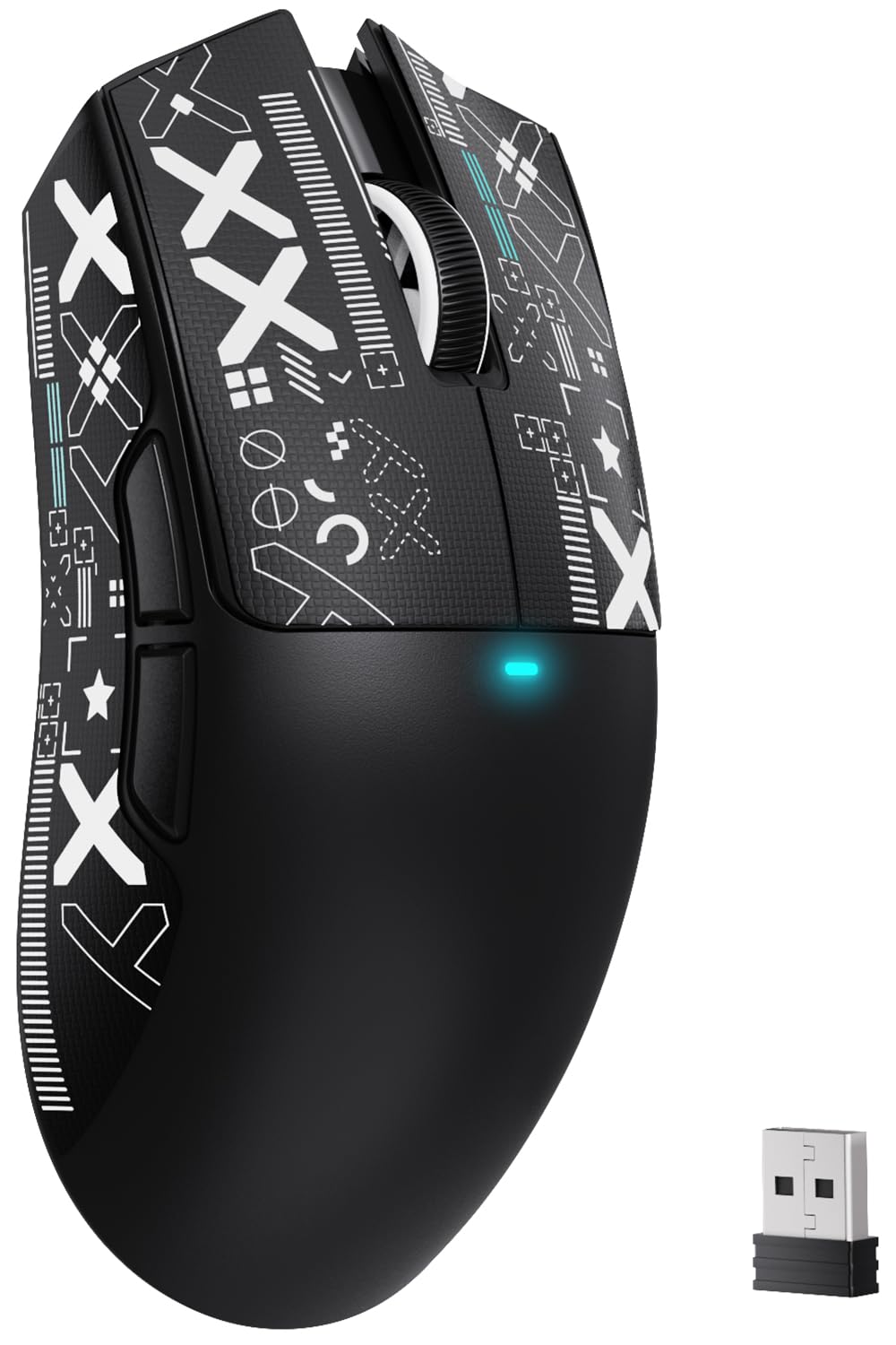 ATTACK SHARK X11SE Kabellose Gaming-Maus, 63g Superleicht, mit PixArt PAW3311-Sensor, 22000DPI, Tri-Mode BT/2,4 GHz/Kabelgebunden, 1000Hz, 300mAh, Dual-Treiber, für PC/Xbox/Mac, Schwarz mit Klebeband