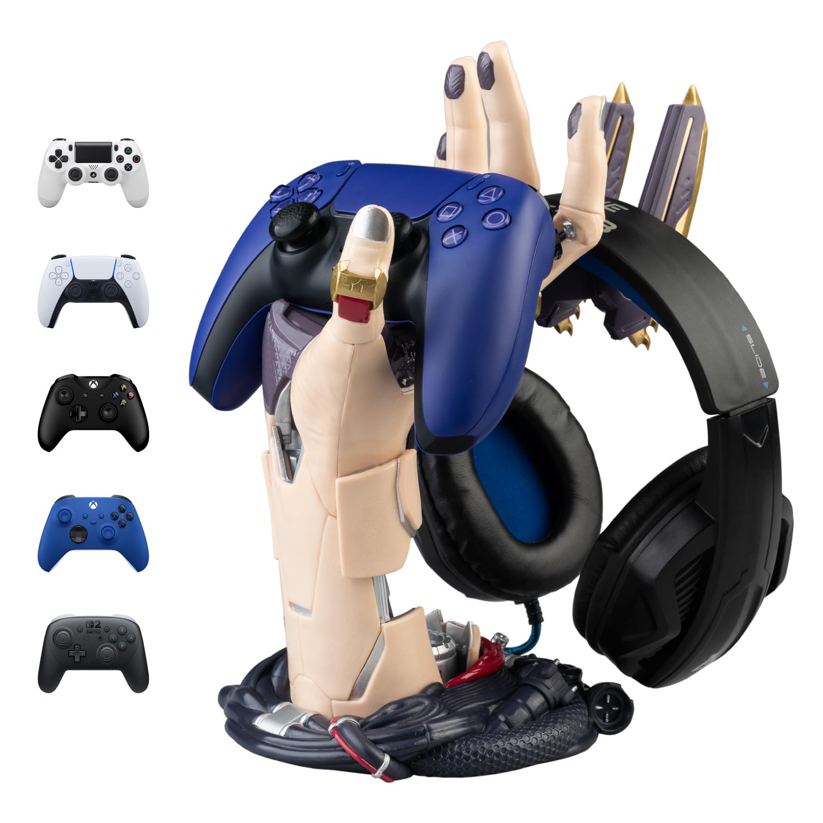 Grupo Erik Gaming Headset Halterung & Controller Halter Cyberpunk| Coole Sachen für Jungs und Mädchen | Gaming Zubehör Kopfhörer Halterung | Coole Geschenkidee & Deko für Gamer| 16 x 20 x 27,5 cm
