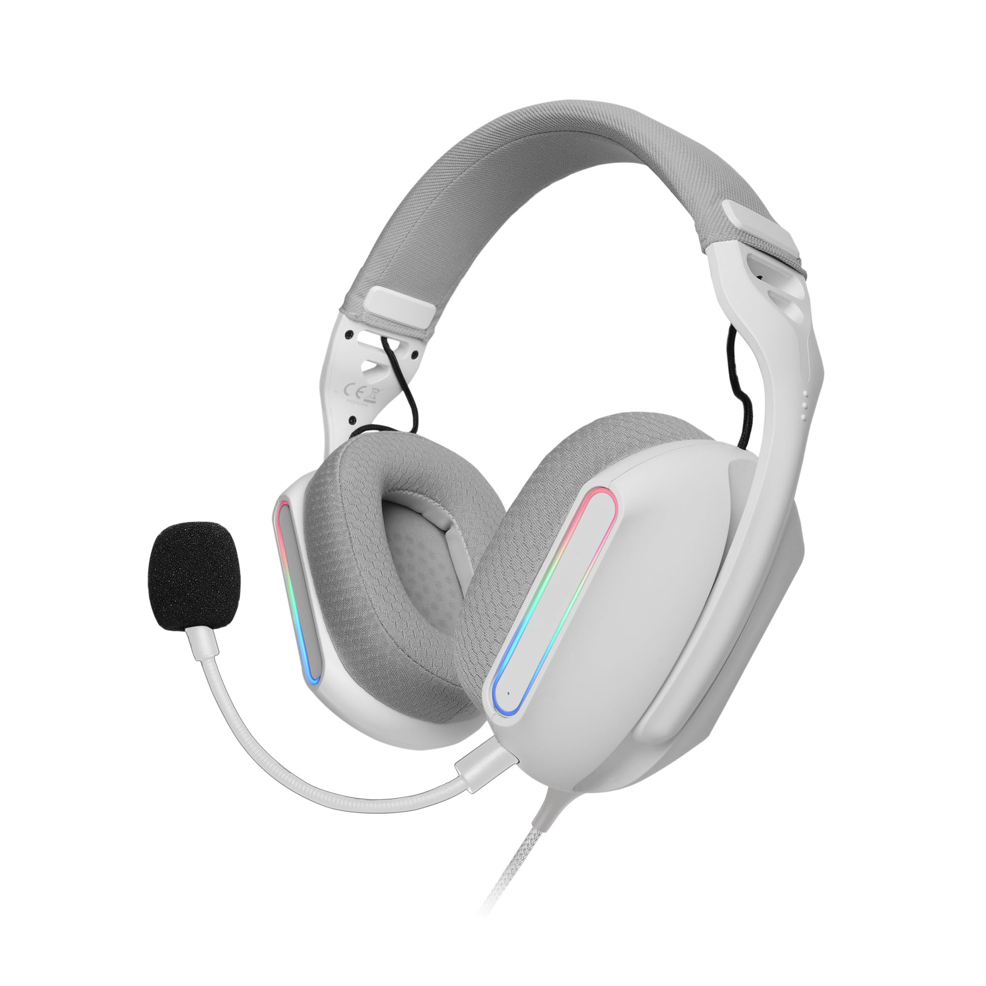 Mars Gaming MH-PRO, Gaming-Kopfhörer ARGB Flow, Surround-Sound, AIR 3D-Ohrpolster, Mikrofon, PS4, PS5, Xbox ONE, Xbox Series X-S, Switch, Switch 2, Windows, Mac, Smartphone und Tablet, Weiß
