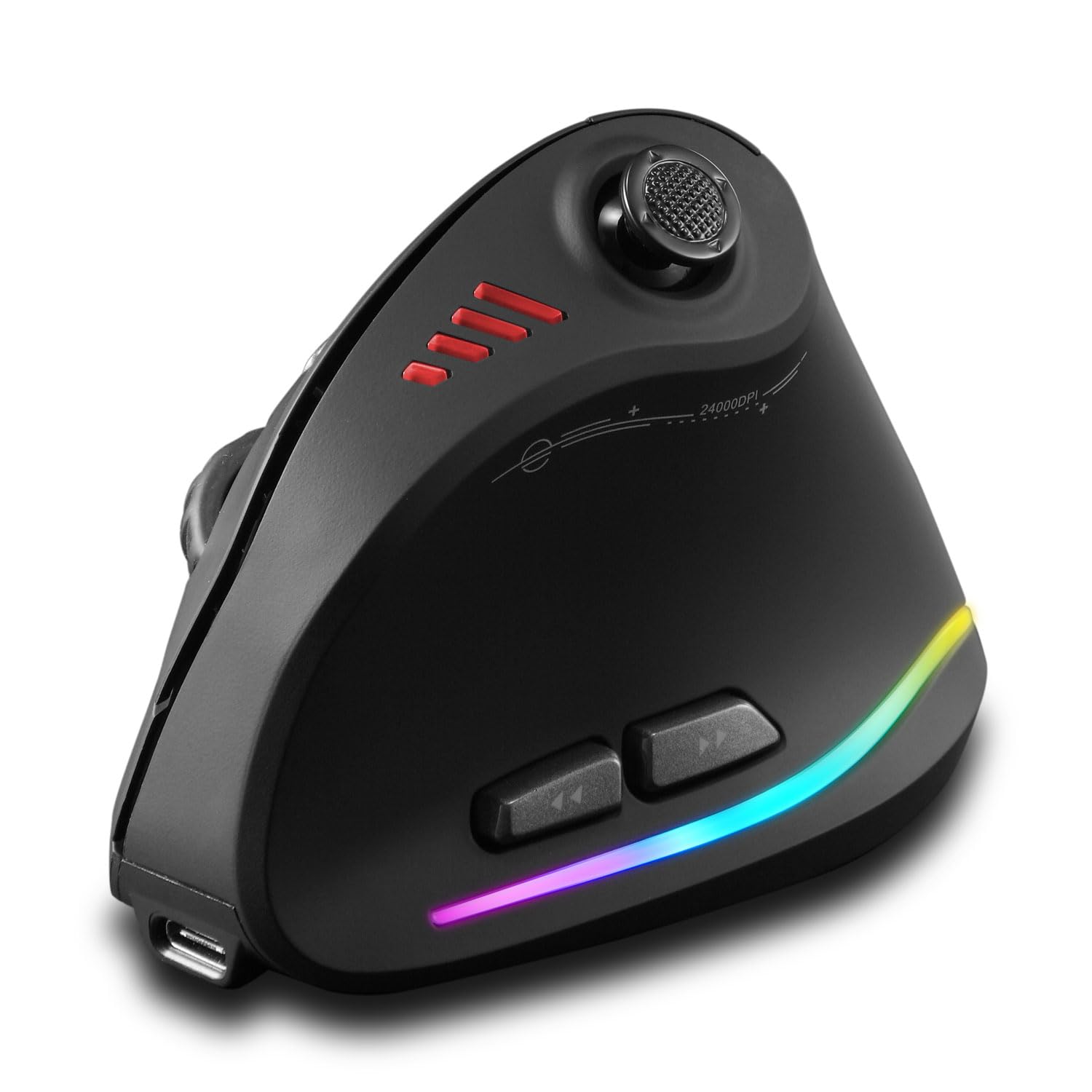 zelotes Kabellose Bluetooth Maus mit Joystick,24.000 DPI,11 Programmierbare Tasten, RGB,USB Optische Gaming Maus Kabellos,Vertikale Ergonomische Funkmaus für Laptop,PC,Tablets,Schwarz