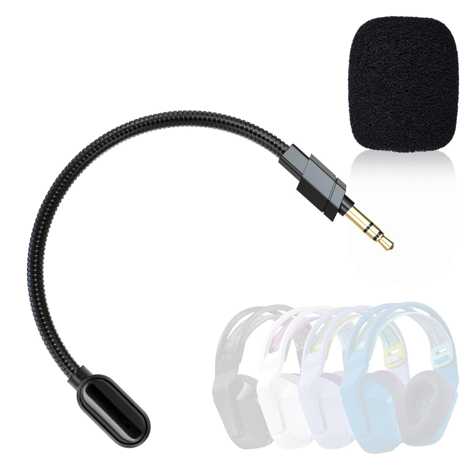 Zosvoses G733 Mikrofon Ersatz Kompatibel mit Logitech G733 Lightspeed Wireless Gaming Headset, 3,5 mm abnehmbares Geräuschdämpfungsmikrofon für PC, Xbox One, PS4, PS5