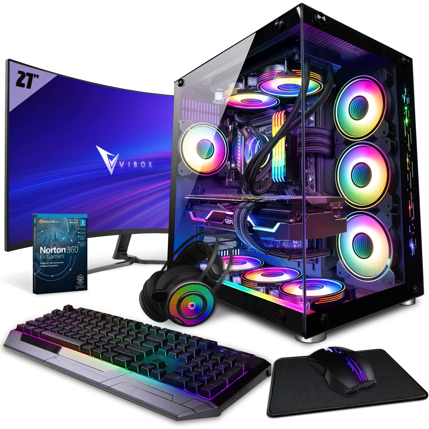 Vibox SG-X-300 Gaming PC Set Komplett • Monitor 27 Zoll • Intel Core i9 14900KF 24-Kern • Nvidia RTX 5070 Ti 16GB • 32GB RAM • 1TB NVMe SSD • Windows 11 • WLAN