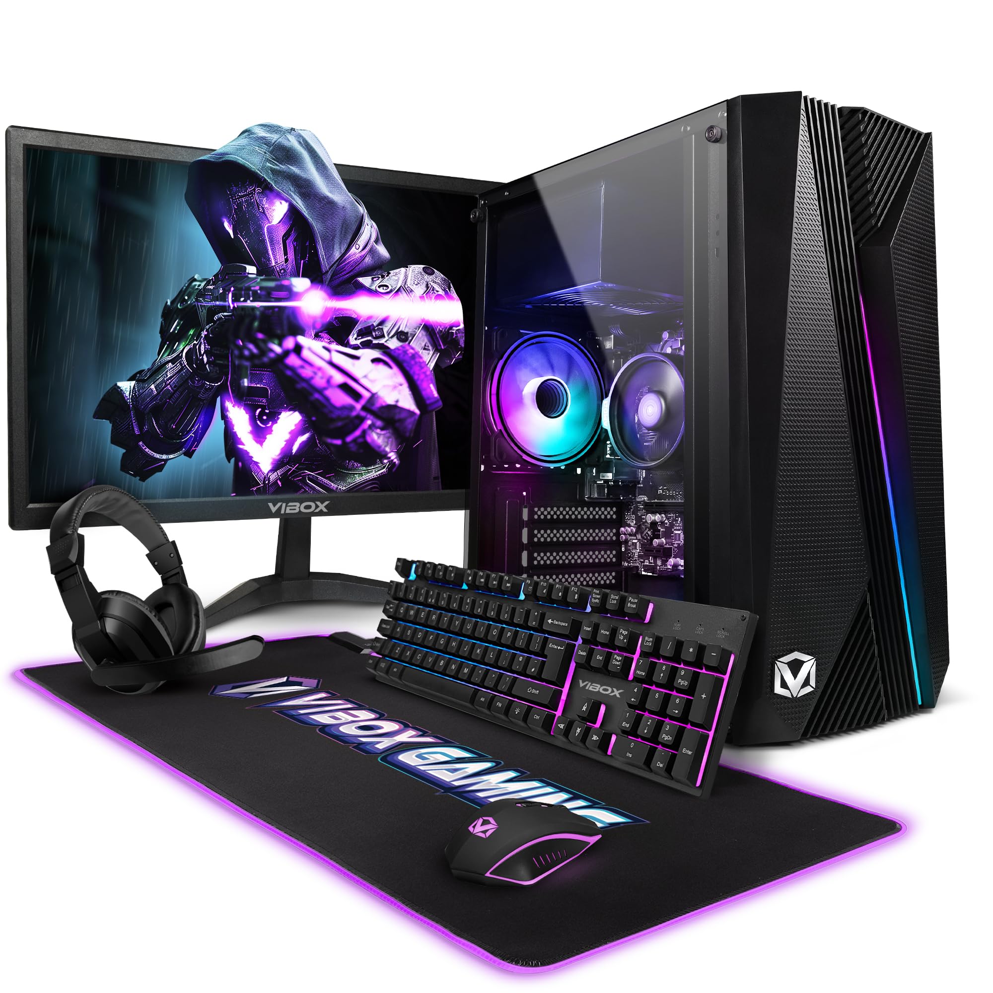 Vibox I-28 Gaming PC Set Komplett • Monitor 22 Zoll • AMD Ryzen 3 3200G 4-Kern • Radeon Vega 8 • 16GB RAM • 500GB SSD • Windows 11 • WLAN
