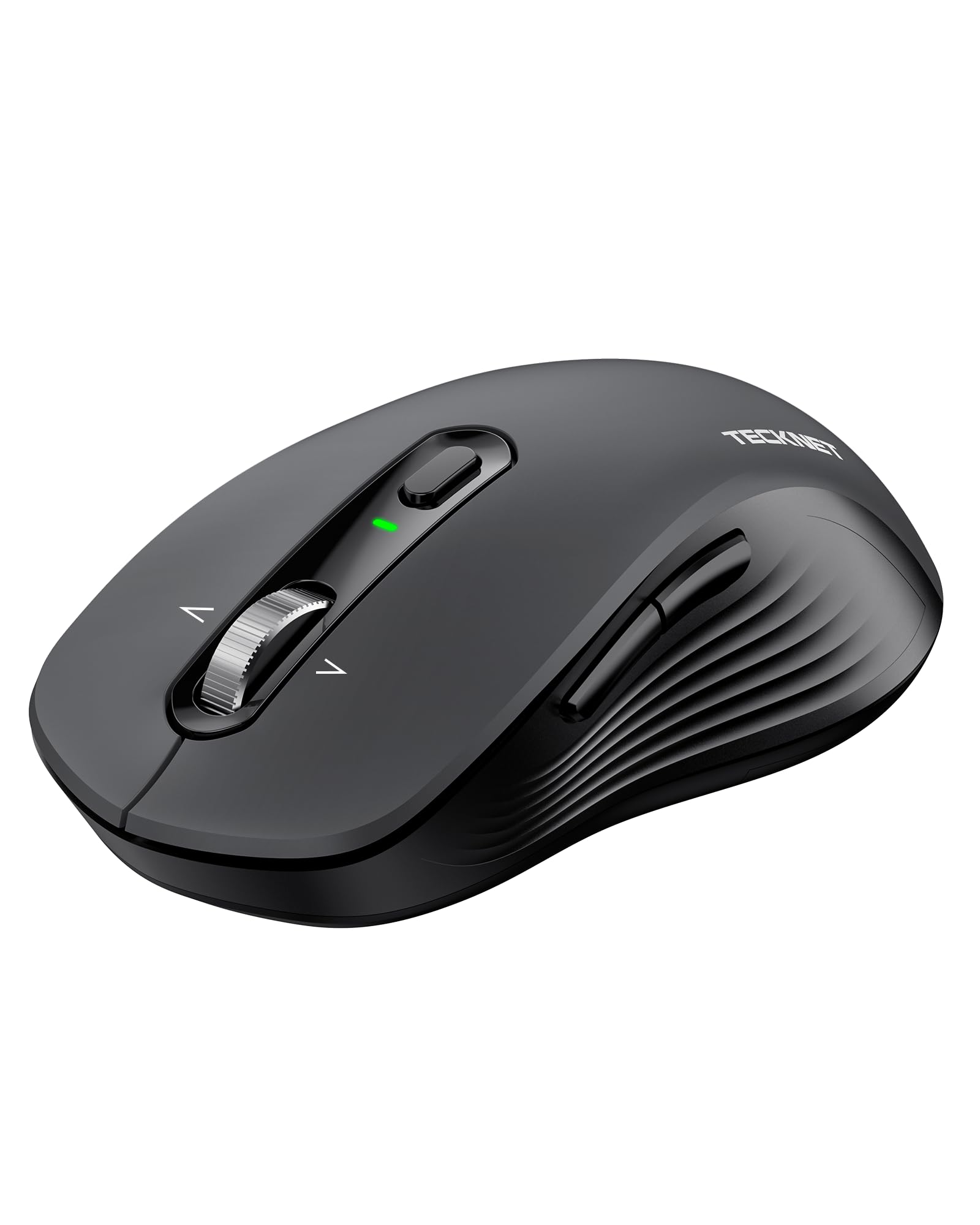 TECKNET Bluetooth Maus, Maus Kabellos (BT 5.0/3.0 + 2.4G), 4-Wege-Scrollrad Leise Funkmaus mit USB-A Empfänger, 4800 DPI Kabellose Mäuse, Ergonomische Computer Mouse für Laptop/PC/Mac/Tablet, Grau