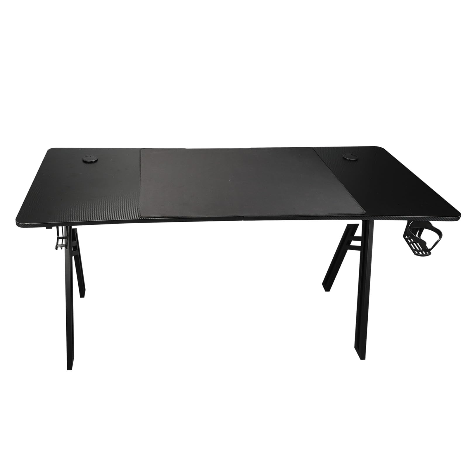 Computer Desk Gaming -Tisch große Nicht -Schlupf -Oberfläche mit Maus -Pad -Becher -Halbzeit Haken Haken Rahmen Stahlrahmen langlebige Partikelbrett 1,4 m breit für Home Office
