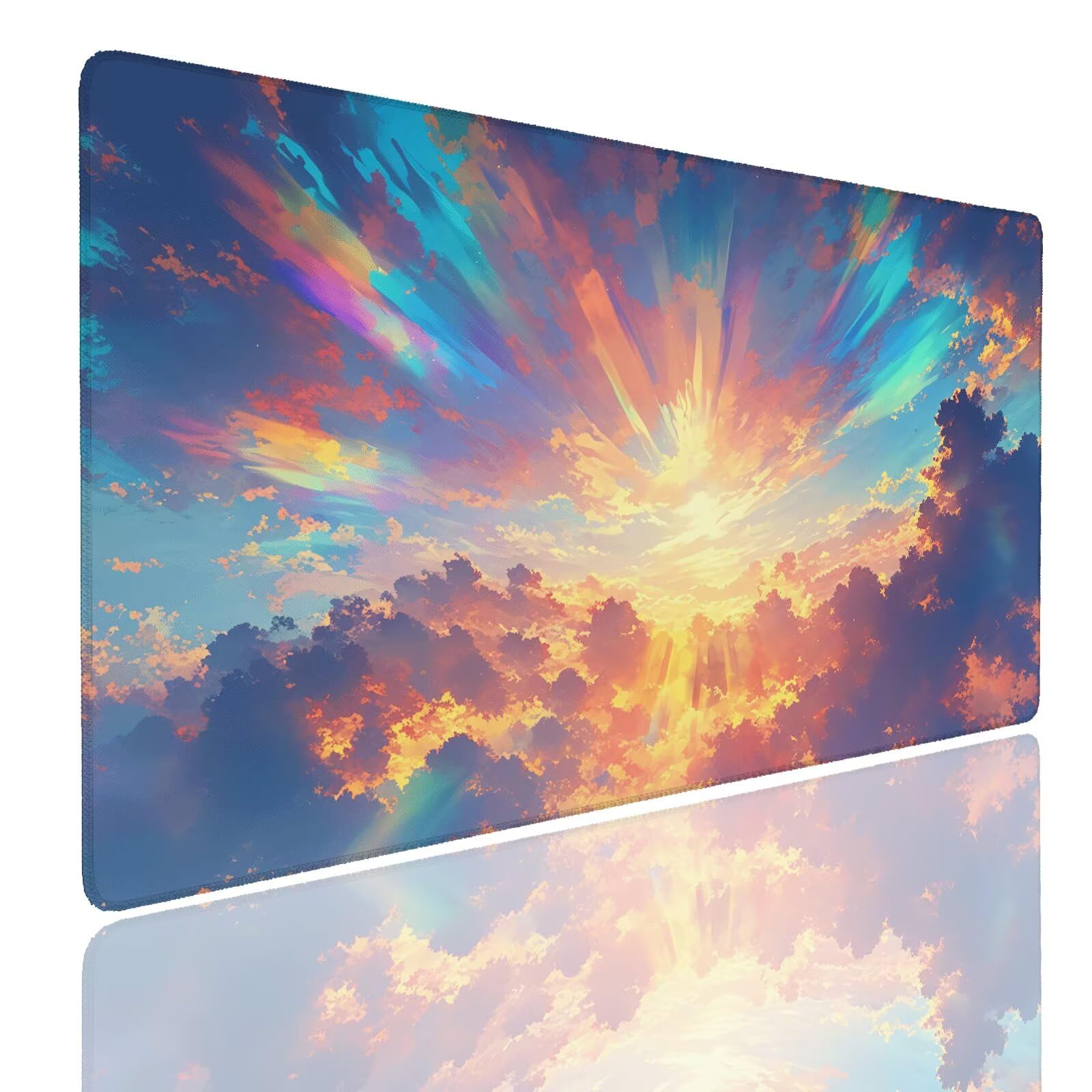 Mauspad XXL 1400x800x4mm Wasserdicht Schreibtischunterlage rutschfeste Speed Gaming Mousepad Rainbow (4) Groß Desk Mouse Mat Maus Pad, Schreibtisch Unterlage Deko für PC, MacBook, Laptop, Home Office
