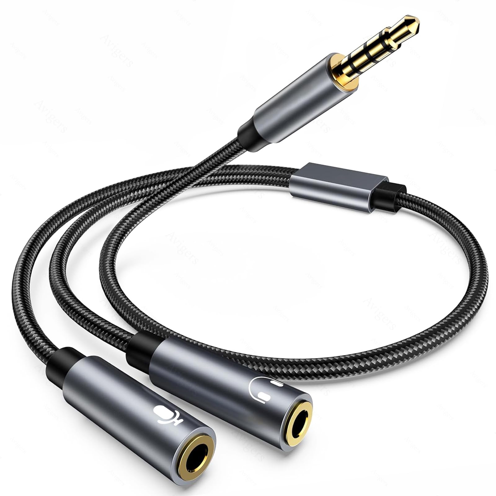 Audio Adapter Y Splitter, 3.5 mm Klinkenstecker Headset Mikrofon Audio Splitter 3,5 mm Stecker auf 2 duale 3,5 mm Buchsen Aux Cable für Gaming Headset, Earphone, Speaker, Desktop, Laptop, PS5 PS4