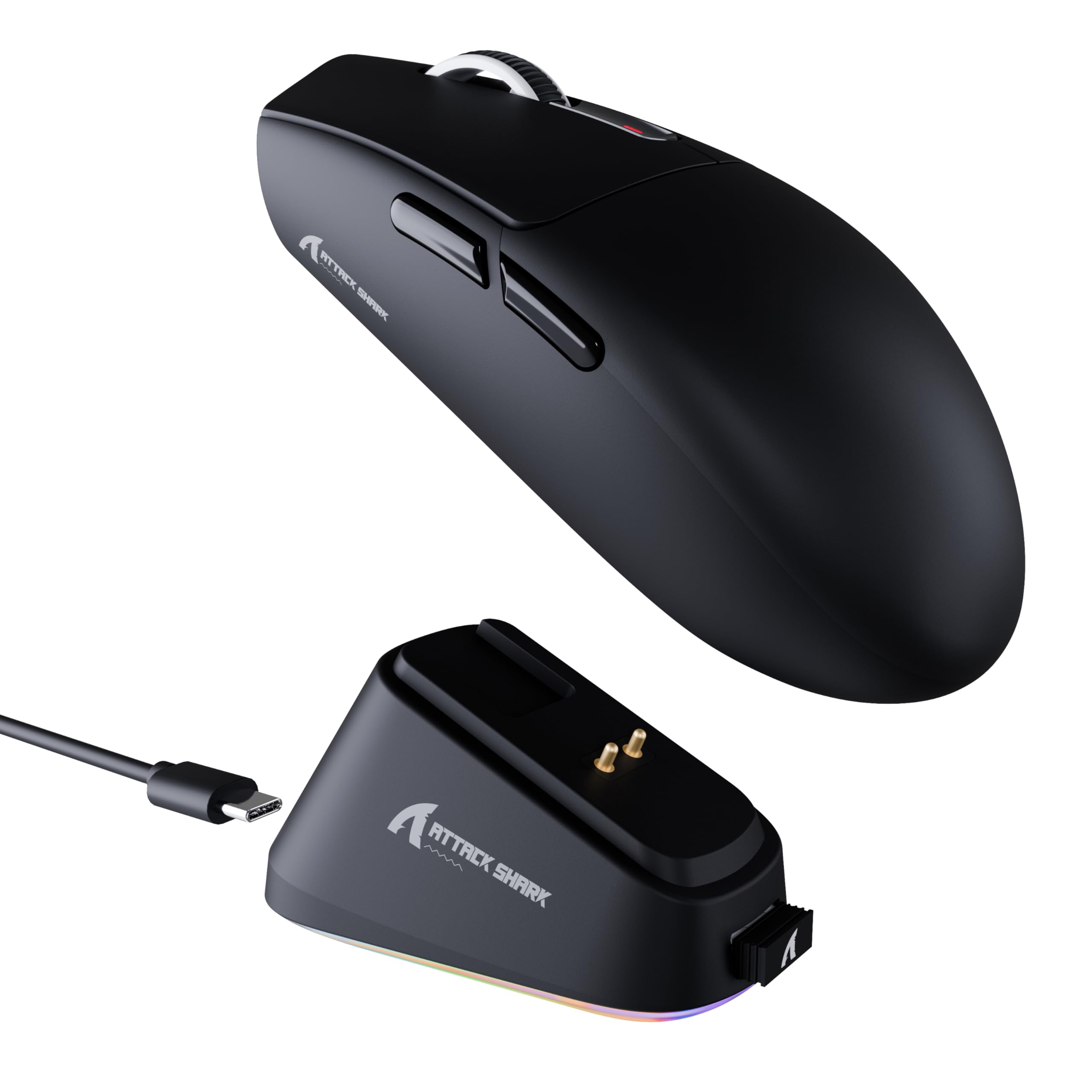 ATTACK SHARK G3PRO Gaming-Maus mit magnetischer Ladestation, PixArt PAW3311 Gaming-Sensor, Bluetooth/2,4G Wireless/Wireless Gaming-Maus, 25.000 DPI, Büro- und Gamer-Maus (Schwarz)