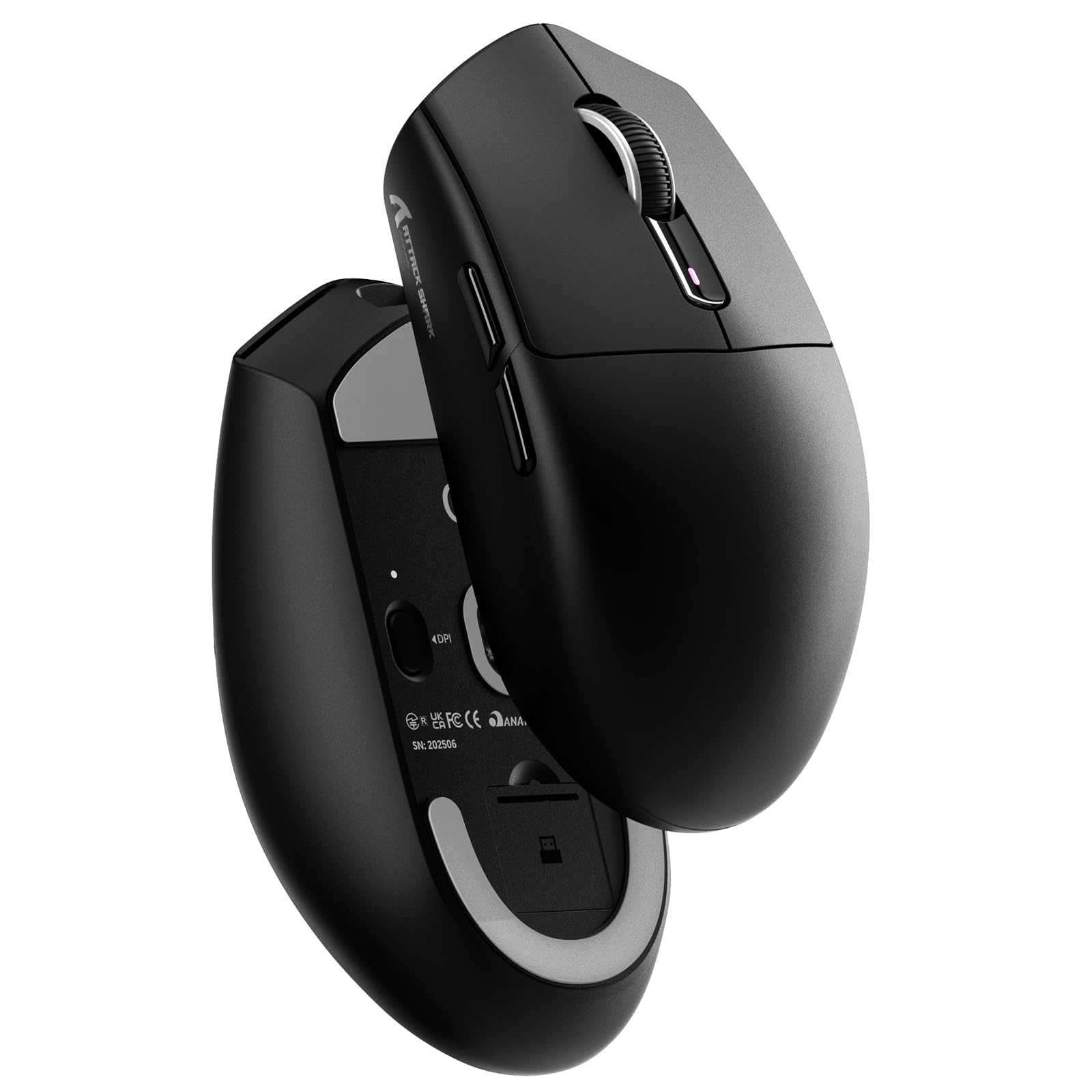 MAMBASNAKE x Attack Shark G3 Kabellose Gaming-Maus, 59g Leichte Maus, PAW3311 Optischer Sensor, 25000 DPI, Bluetooth/2,4G/USB-C, 5 Programmierbare Tasten, 500mAh Akku für PC/Xbox/Mac – Schwarz