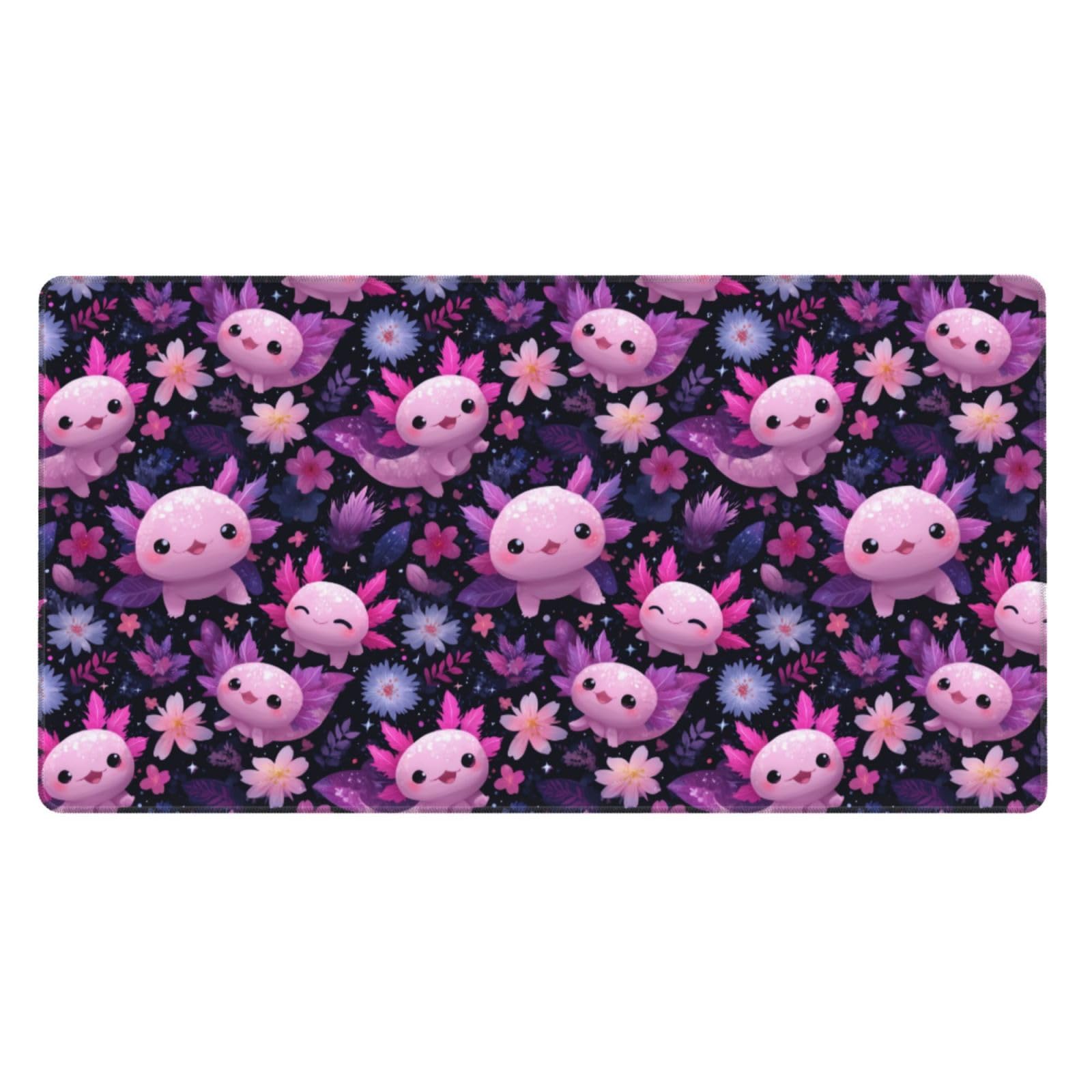 Großes Gaming-Mauspad, rosa Cartoon-Axolotl-Druck, Schreibtisch-Tastatur-Pad, rutschfeste Schreibtischunterlage für Desktop-Tastatur und Maus, Mauspad für Büro, Heimzubehör, 40,6 x 74,5 cm