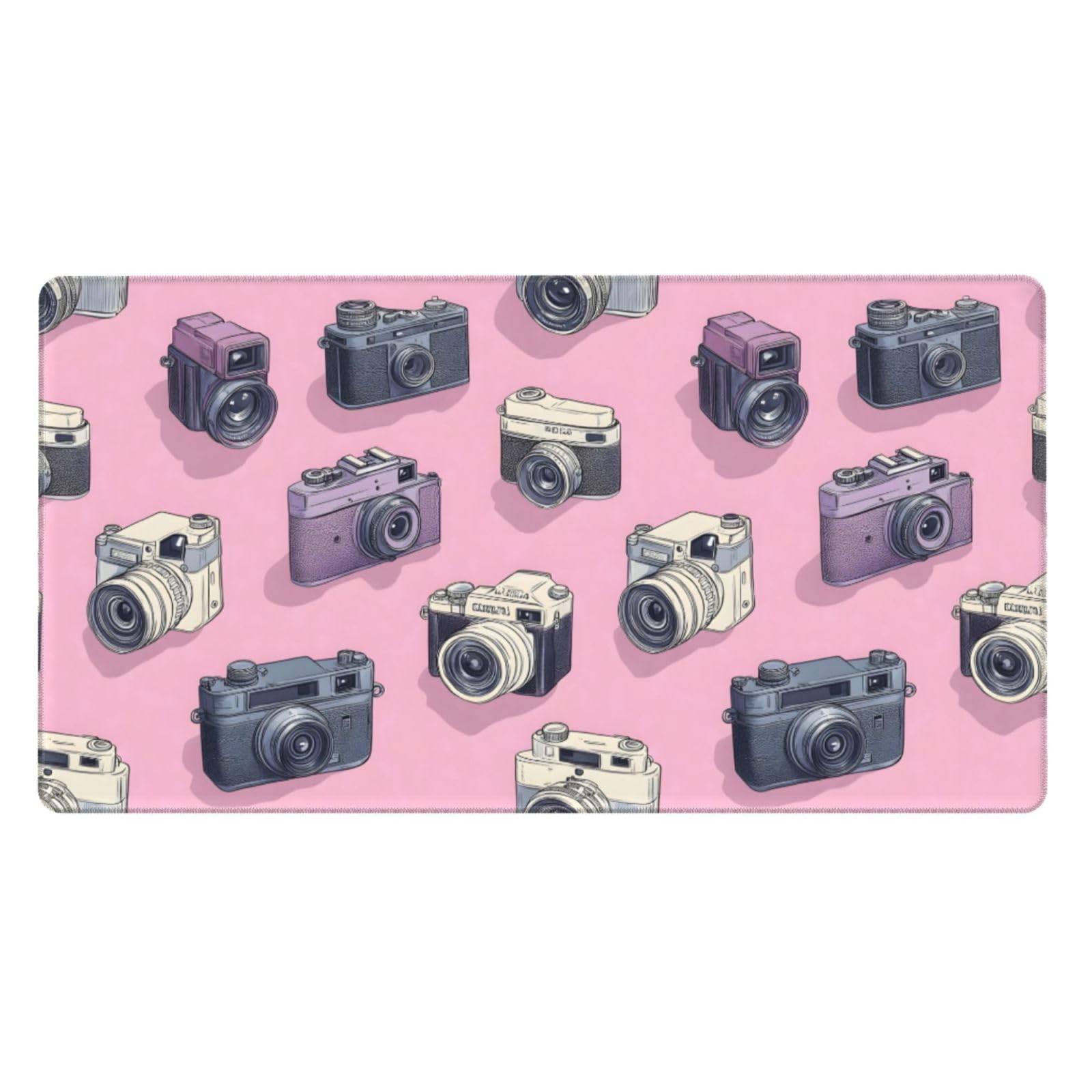 Großes Gaming-Mauspad, Retro-Kamera, rosa Druck, Schreibtisch-Tastatur-Pad, rutschfeste Schreibtischunterlage für Desktop-Tastatur und Maus, Mauspad für Büro, Heimzubehör, 40,6 x 74,5 cm