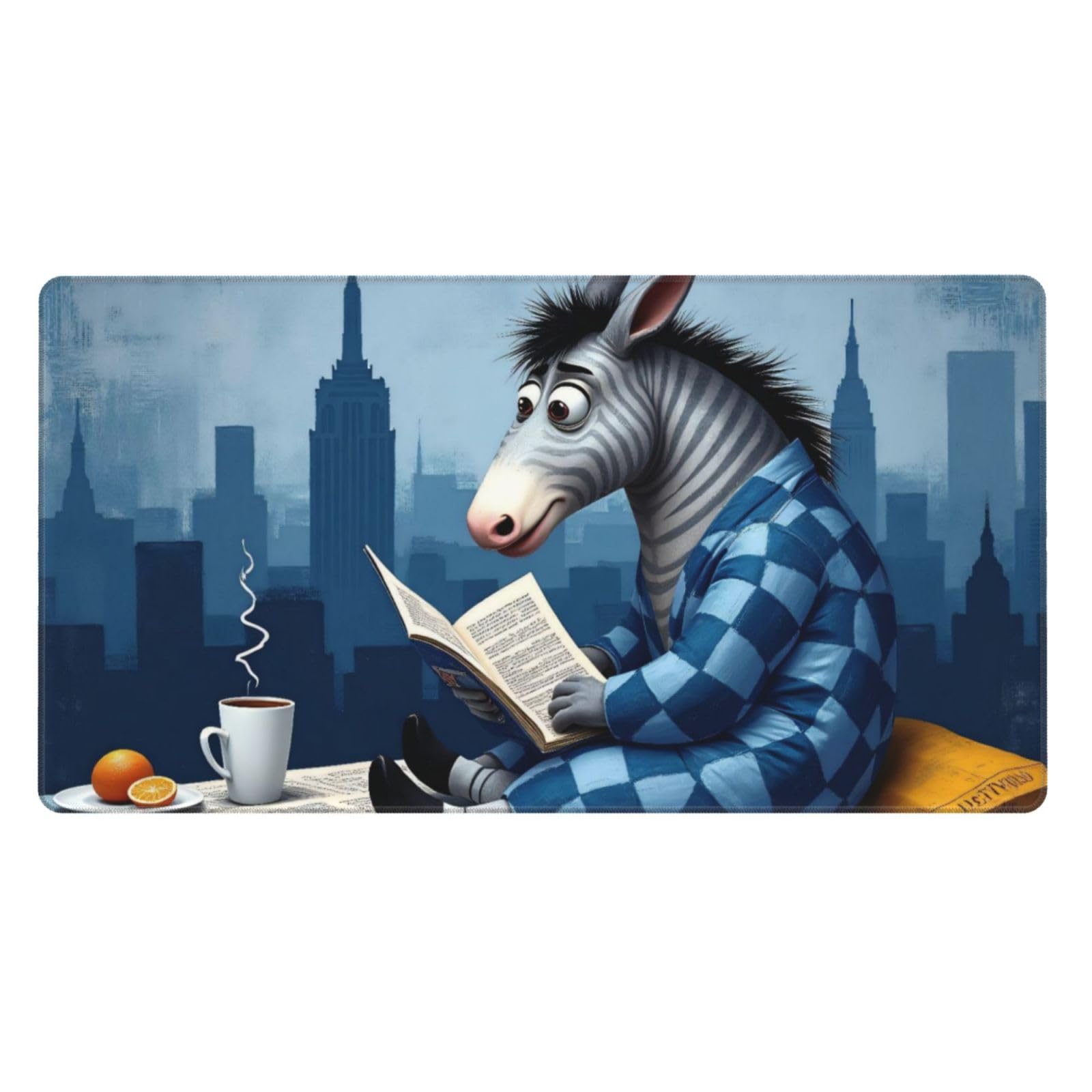 Großes Gaming-Mauspad, Cartoon-Blau, Zebramuster, Schreibtisch-Tastatur-Pad, rutschfeste Schreibtischunterlage für Desktop-Tastatur und Maus, Mauspad für Büro, Heimzubehör, 40,6 x 74,5 cm