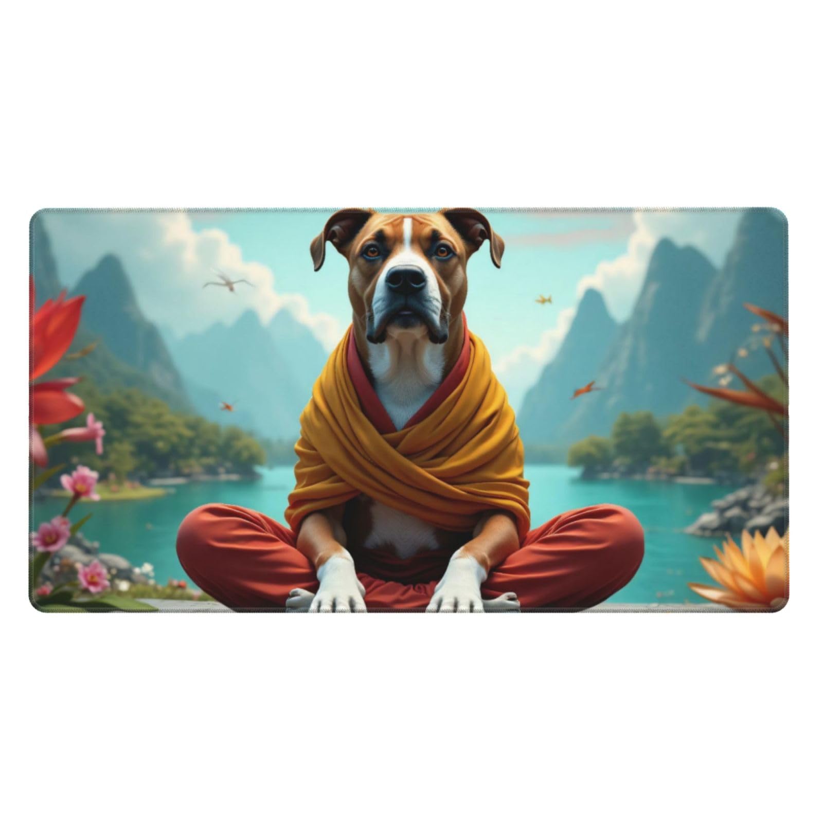 Großes Gaming-Mauspad, niedlicher orangefarbener Mönch-Druck, Schreibtisch-Tastatur-Pad, rutschfeste Schreibtischunterlage für Desktop-Tastatur und Maus, Mauspad für Büro, Heimzubehör, 40,6 x 74,5 cm