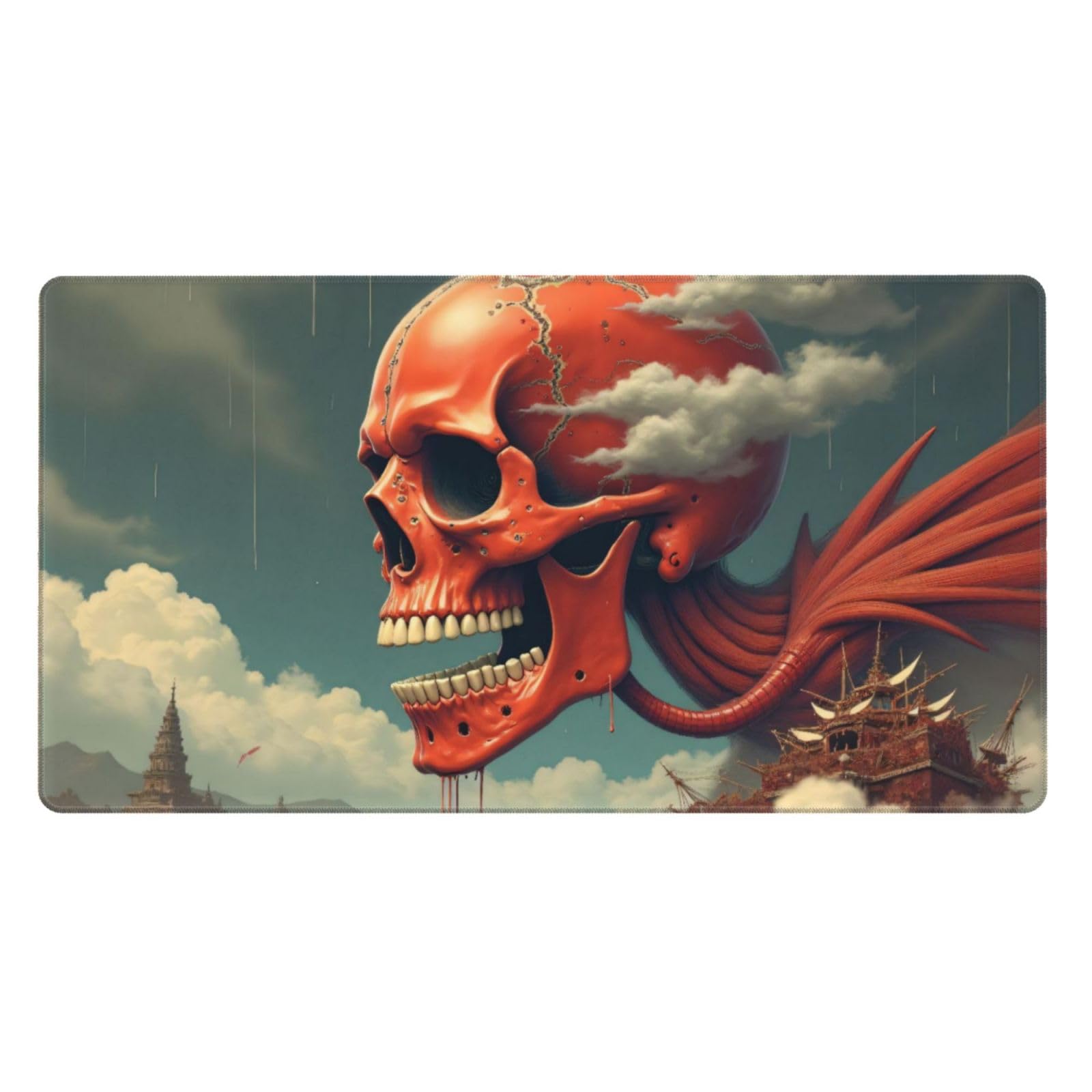 Großes Gaming-Mauspad, roter Gothic-Totenkopf-Druck, Schreibtisch-Tastatur-Pad, rutschfeste Schreibtischunterlage für Desktop-Tastatur und Maus, Mauspad für Büro, Heimzubehör, 40,6 x 74,5 cm