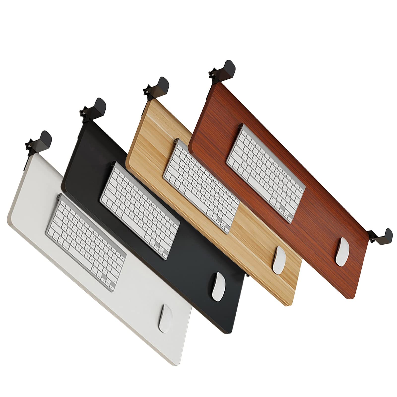 Schwarze Holz-Tastaturablage mit Gleitschienen – 53,3 x 25,4 cm Schreibtischverlängerung für Tastatur und Maus – platzsparende Lösung für Home Office & Gaming Setup