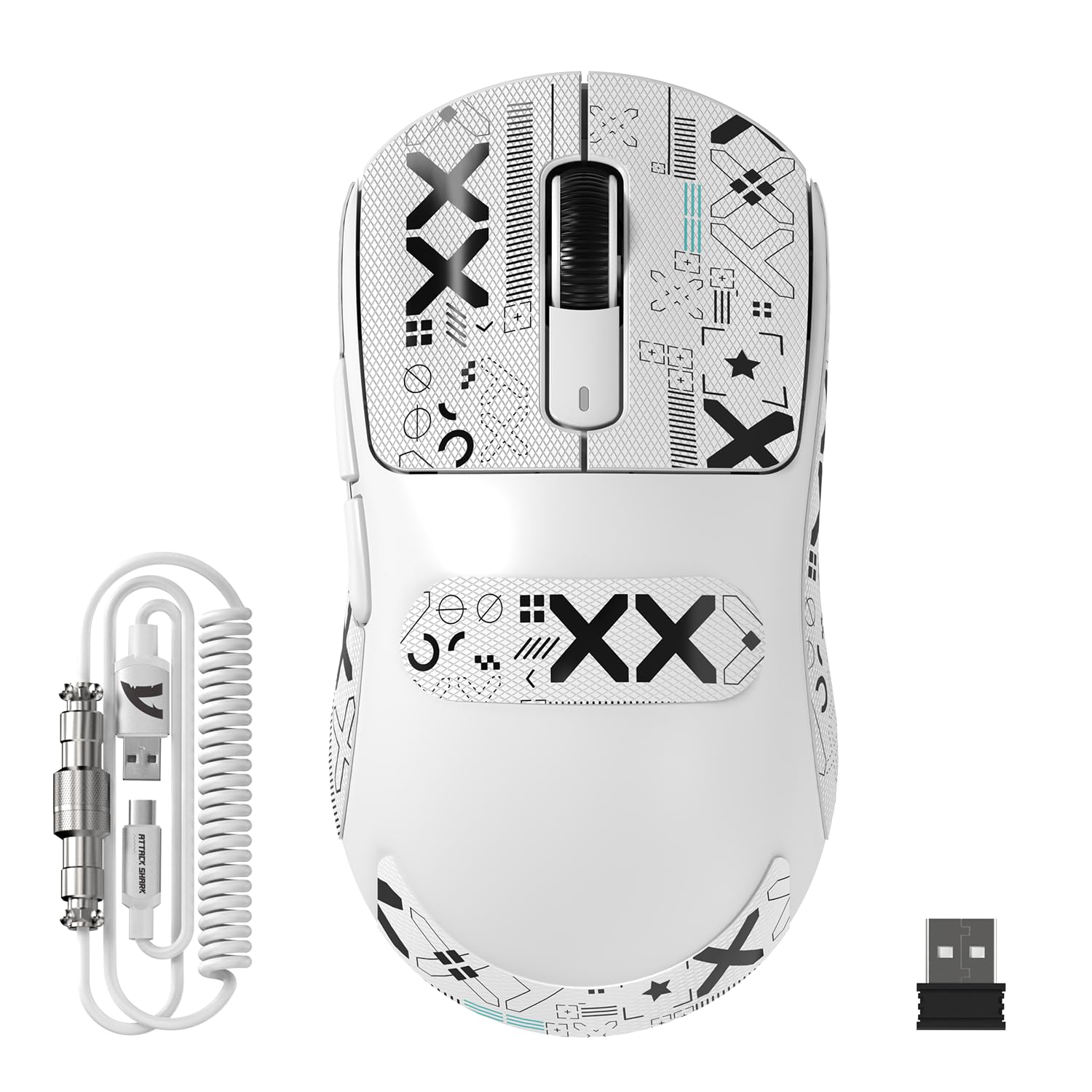 ATTACK SHARK X3MAX 49g Superlight Maus, PixArt PAW3950-Sensor, Bis zu 420000 DPI, 100M Klicks Optische Mikroschalter, BT/2,4G Kabellose/Kabelgebundene Gaming-Maus mit Spiralkabel, für PC/Xbox/PS5/Mac