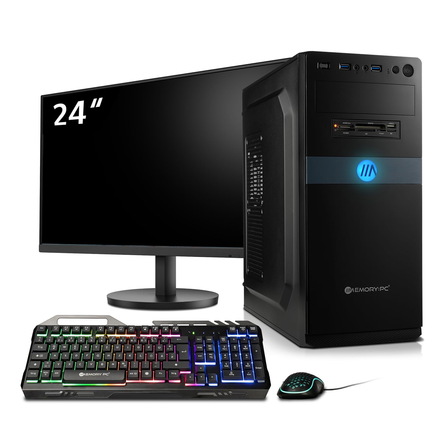 Komplett PC Set Business & Office Ryzen 7 5700G, 16 GB DDR4 RAM, 1 TB M.2 NVMe SSD, Windows 11 Pro inkl. 24" Monitor + Tastatur und Maus Bundle