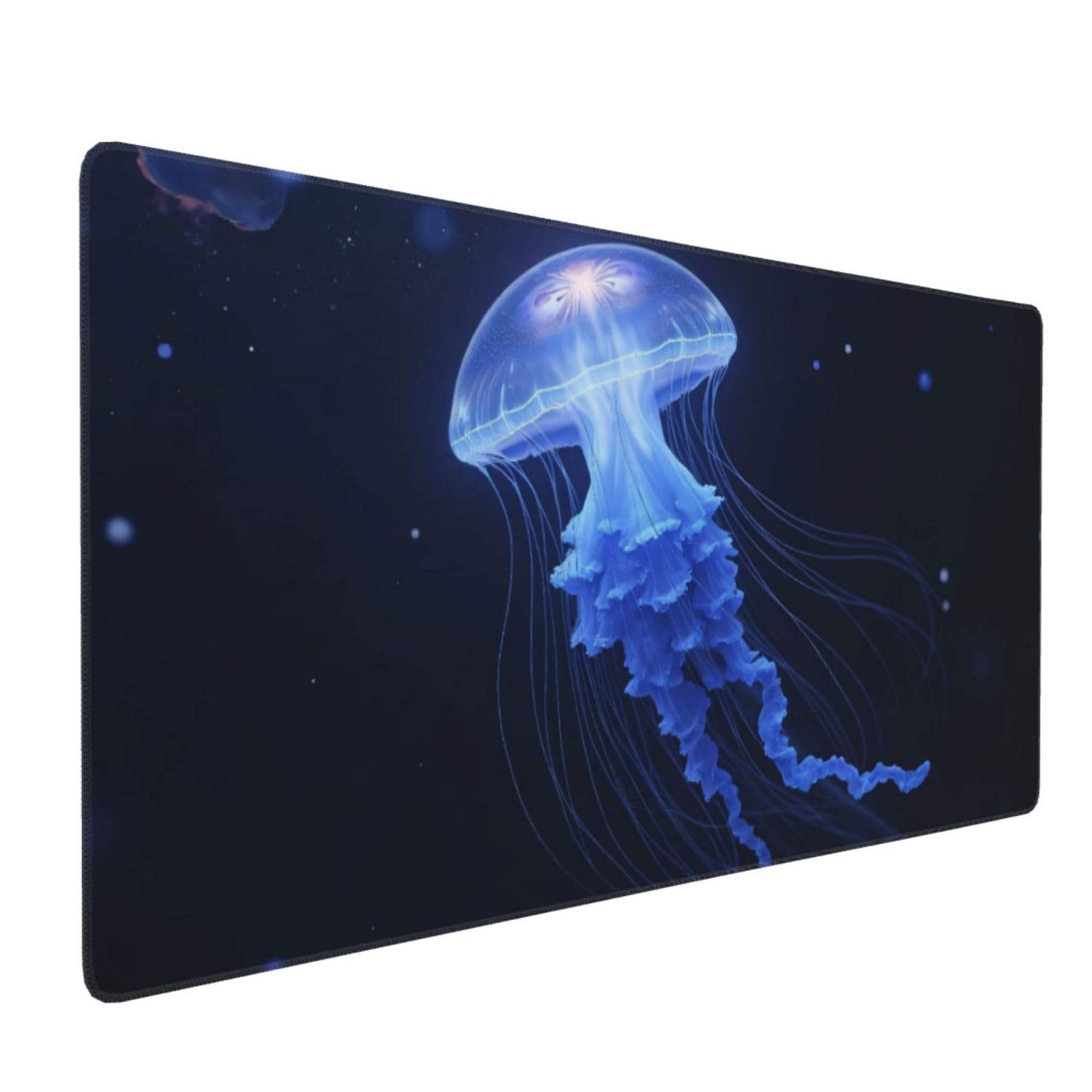 Großes Gaming-Mauspad, blaue Quallen-Druck, Schreibtisch-Tastatur-Pad, rutschfeste Schreibtischunterlage für Desktop-Tastatur und Maus, Mauspad für Büro, Heimzubehör, 40,6 x 80,9 cm