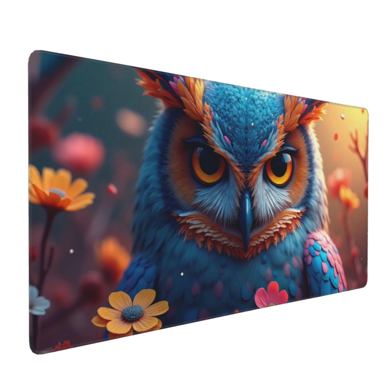 Großes Gaming-Mauspad, buntes Eulen-Druck, Schreibtisch-Tastatur-Pad, rutschfeste Schreibtischunterlage für Desktop-Tastatur und Maus, Mauspad für Büro, Heimzubehör, 40,6 x 80,9 cm