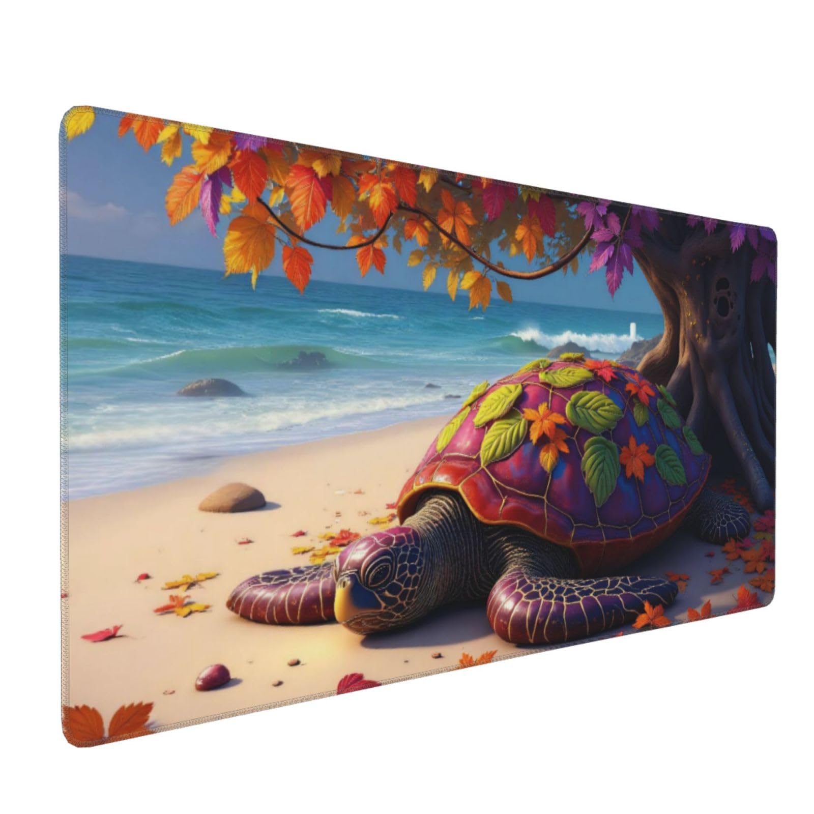 Großes Gaming-Mauspad, buntes Schildkrötenmuster, rutschfeste Schreibtischunterlage für Desktop-Tastatur und Maus, Mauspad für Büro, Heimzubehör, 40,6 x 80,9 cm