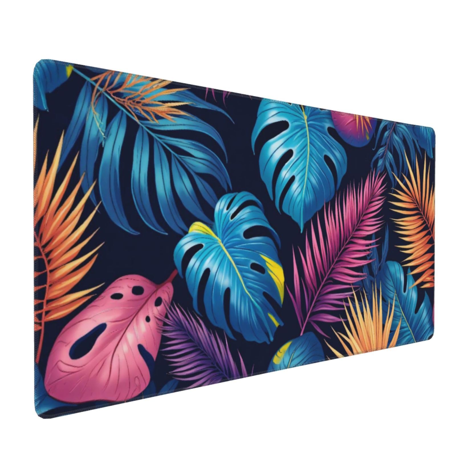 Großes Gaming-Mauspad, bunte tropische Blätter, Schreibtisch-Tastatur-Pad, rutschfeste Schreibtischunterlage für Desktop-Tastatur und Maus, Mauspad für Büro, Heimzubehör, 40,6 x 80,9 cm