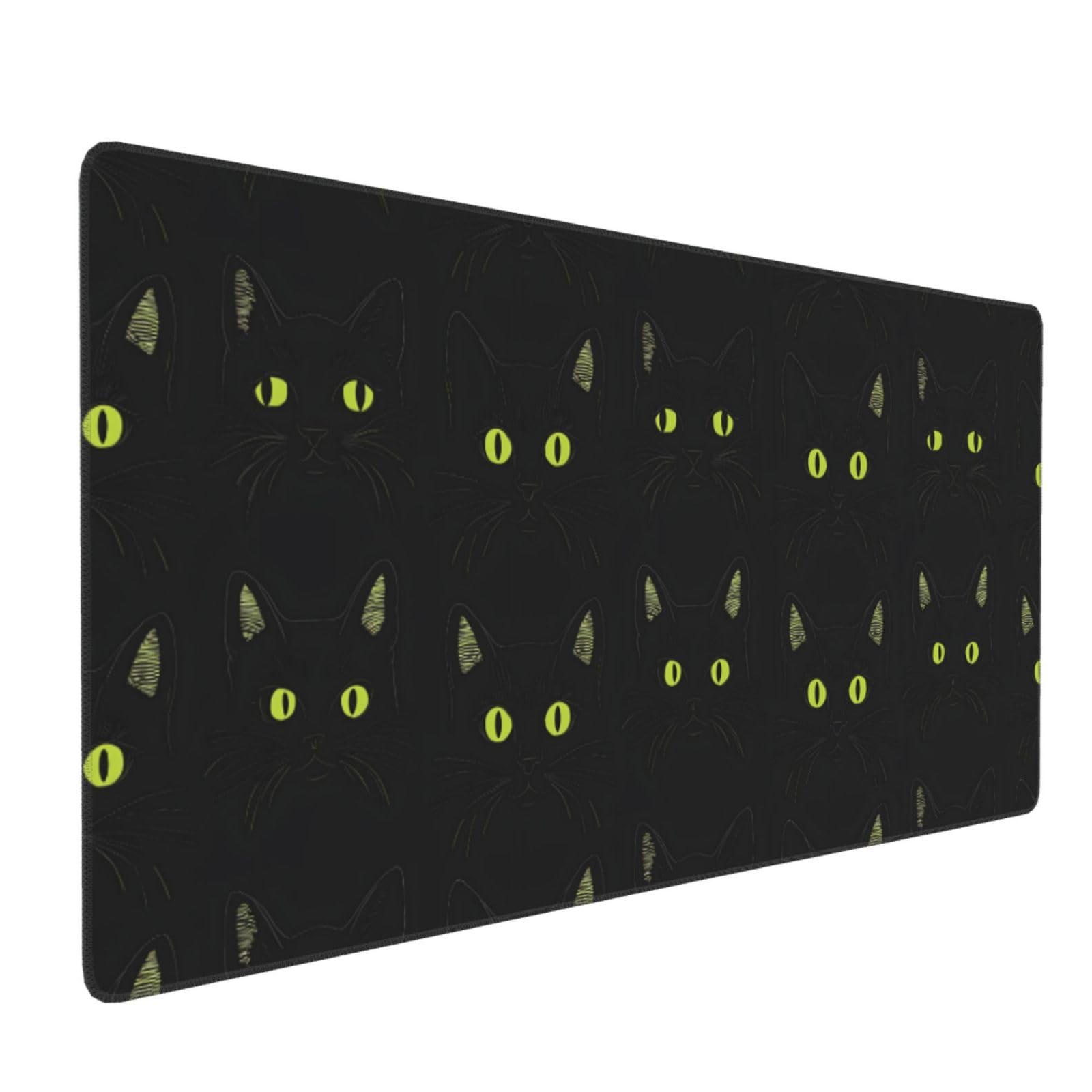 Großes Gaming-Mauspad, cooles schwarzes Katzendruck, Schreibtisch-Tastatur-Pad, rutschfeste Schreibtischunterlage für Desktop-Tastatur und Maus, Mauspad für Büro, Heimzubehör, 40,6 x 80,9 cm