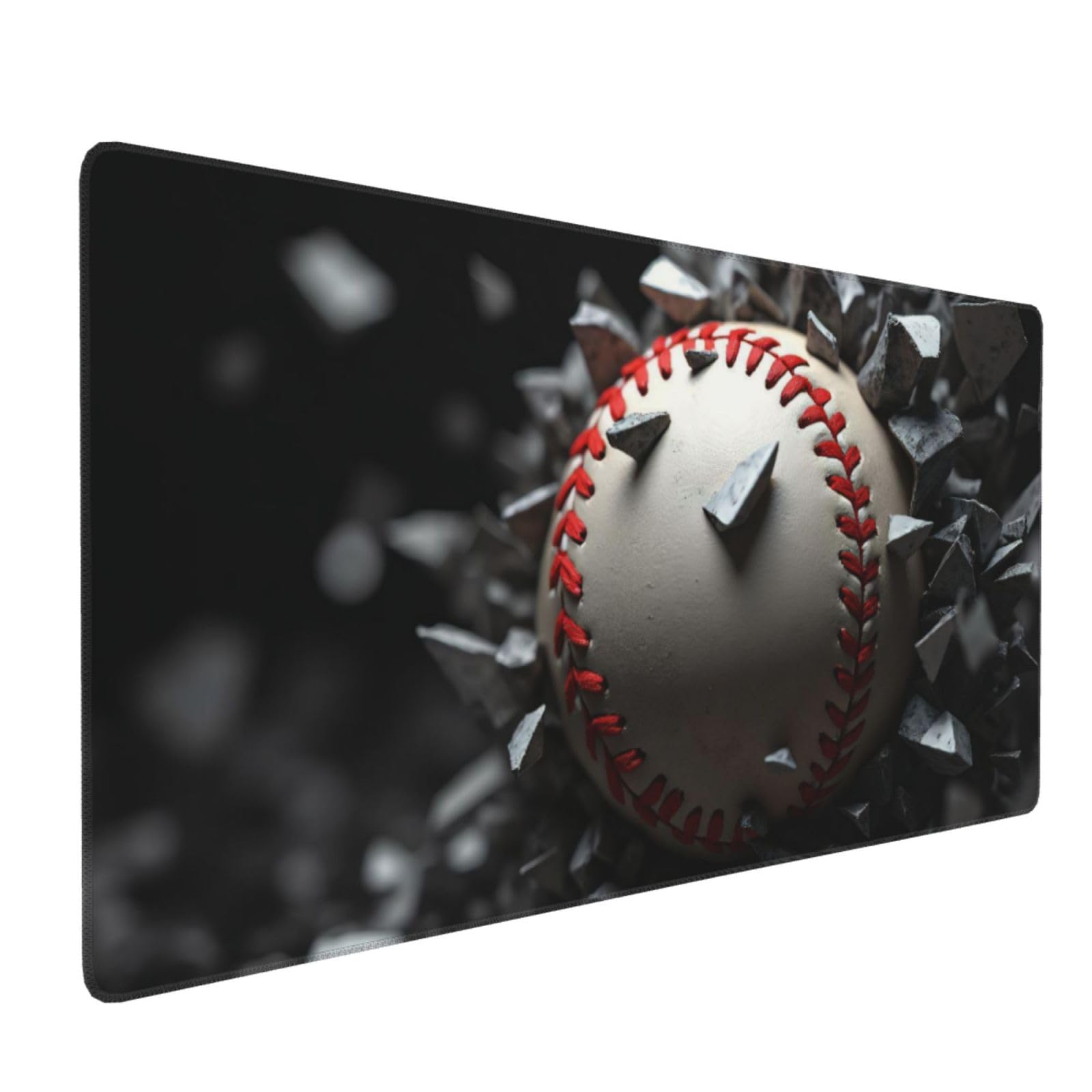 Großes Gaming-Mauspad, kühles Weiß, Baseball-Druck, Schreibtisch-Tastatur-Pad, rutschfeste Schreibtischunterlage für Desktop-Tastatur und Maus, Mauspad für Büro, Heimzubehör, 40,6 x 80,9 cm