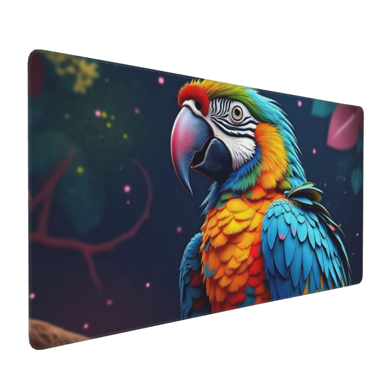 Großes Gaming-Mauspad, farbenfroher Papageien-Druck, Schreibtisch-Tastaturunterlage, rutschfeste Schreibtischunterlage für Desktop-Tastatur und Maus, Mauspad für Büro, Heimzubehör, 40,6 x 80,9 cm