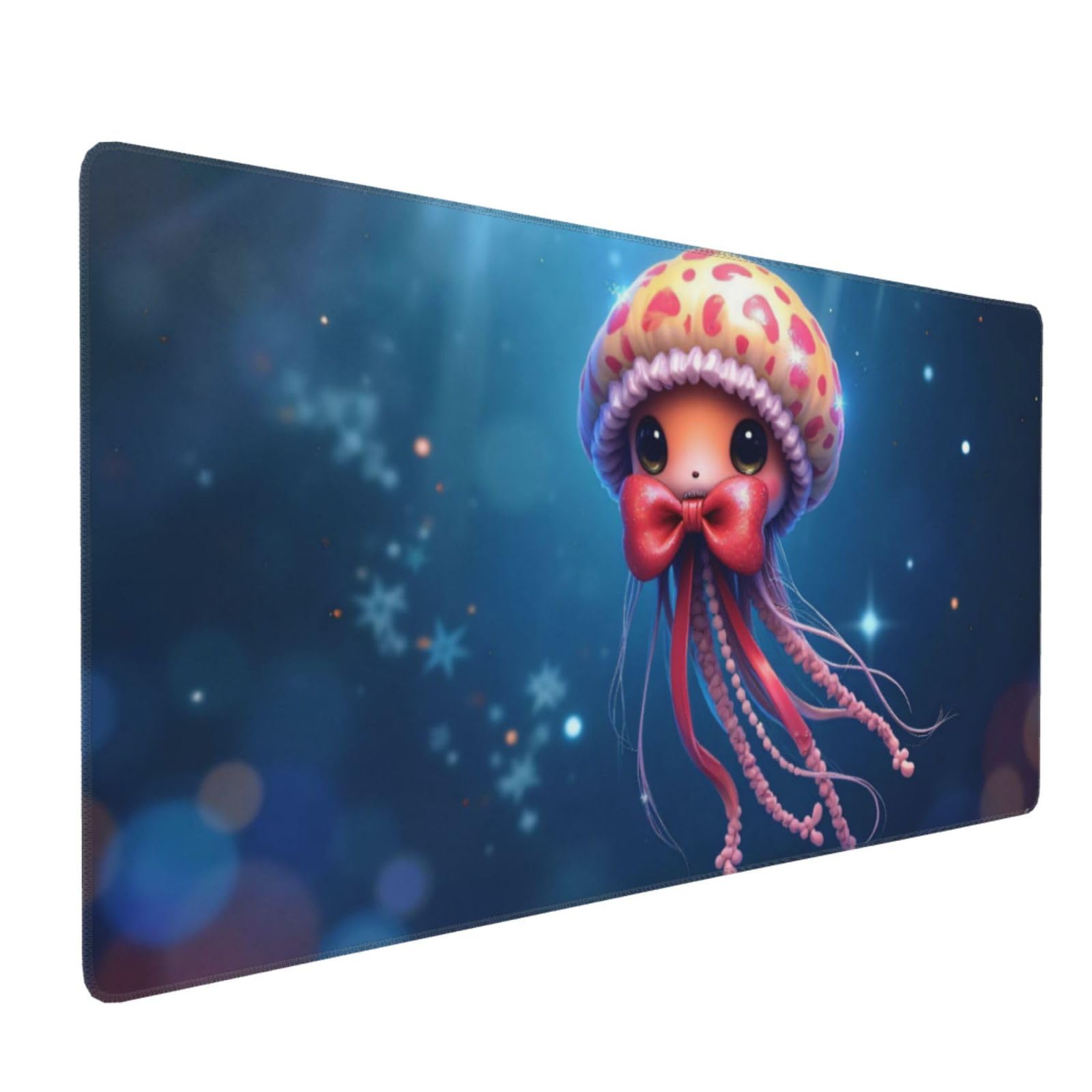Großes Gaming-Mauspad, niedlicher rosa Quallen-Druck, Schreibtisch-Tastatur-Pad, rutschfeste Schreibtischunterlage für Desktop-Tastatur und Maus, Mauspad für Büro, Heimzubehör, 40,6 x 80,9 cm