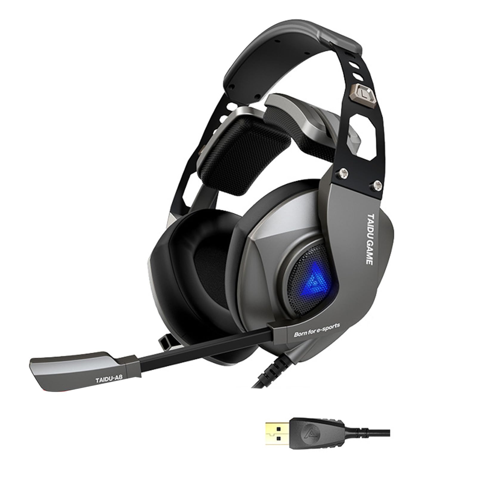 Kabelgebundene Kopfhörer, Computer-Headsets, 7.1, Geräuschunterdrückung, Mikrofon, Leder-Ohrpolster für komfortables Gaming und Chat, kabelgebundene Kopfhörer