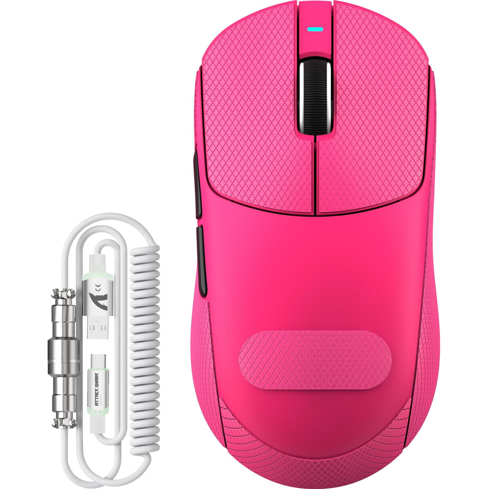 ATTACK SHARK X8 Serie Kabellose Gaming-Maus, 55–65 g Superleicht, PixArt PAW3395/3950 Sensor, BT/2.4G Wireless & USB, bis zu 42.000 DPI, C06 Ultra LED-Kabel (Rosa + Aufkleber, X8 Plus)