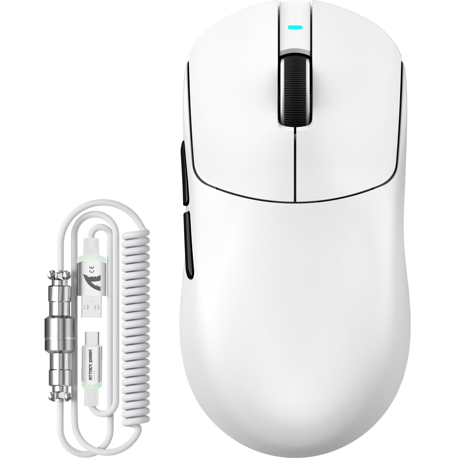 ATTACK SHARK X8 Serie Kabellose Gaming-Maus, 55–65 g Superleicht, PixArt PAW3395/3950 Sensor, BT/2.4G Wireless & USB, bis zu 42.000 DPI, C06 Ultra LED-Kabel (Weiß, X8 Plus)