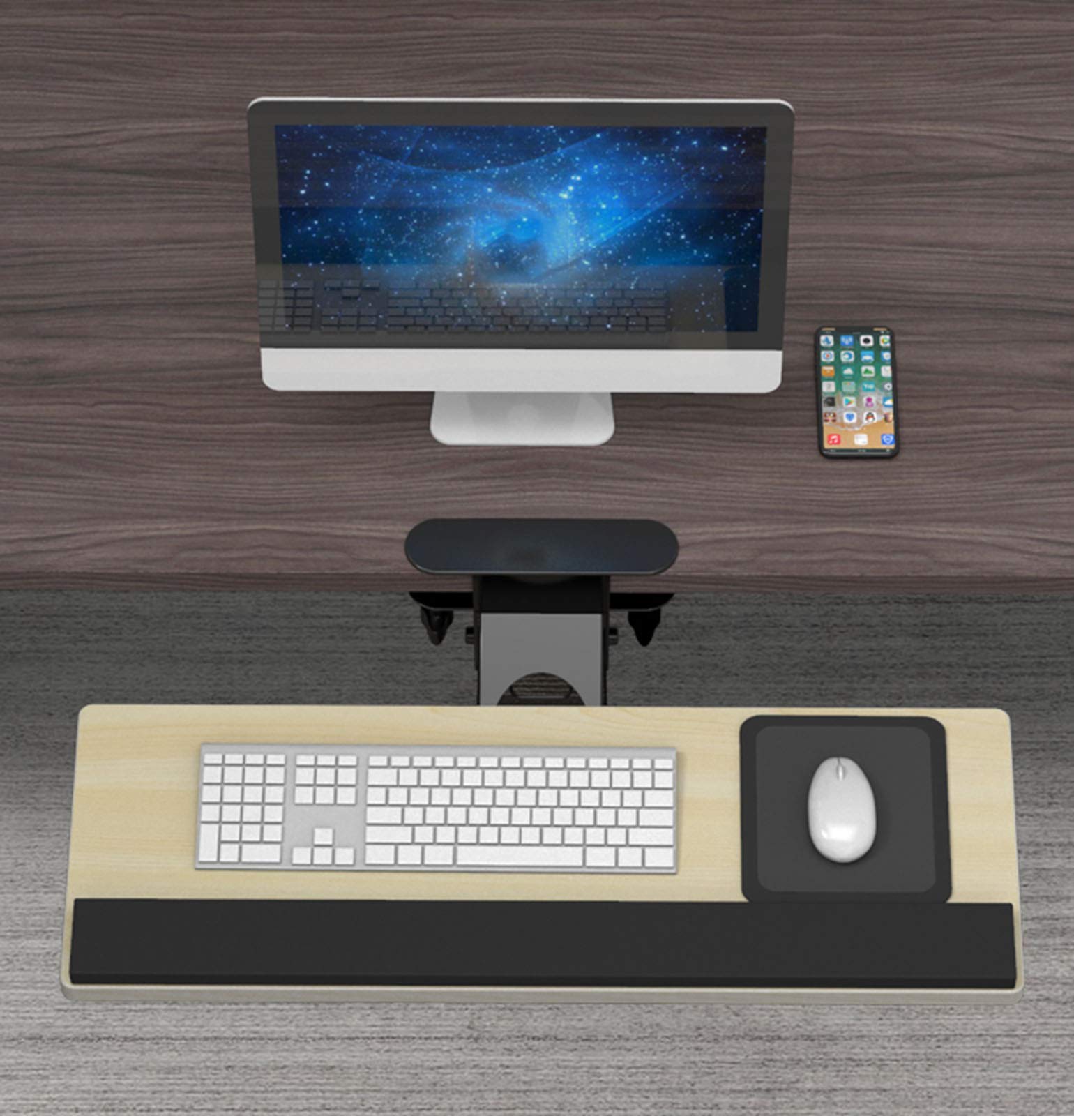 Verstellbare ergonomische Tastaturverlängerung und Maus-Plattform-Tablett unter dem Schreibtisch, Computerständer, platzsparende Schreibtischhalterung, Schublade, perfekt für Heimbüro und Gaming-Setup